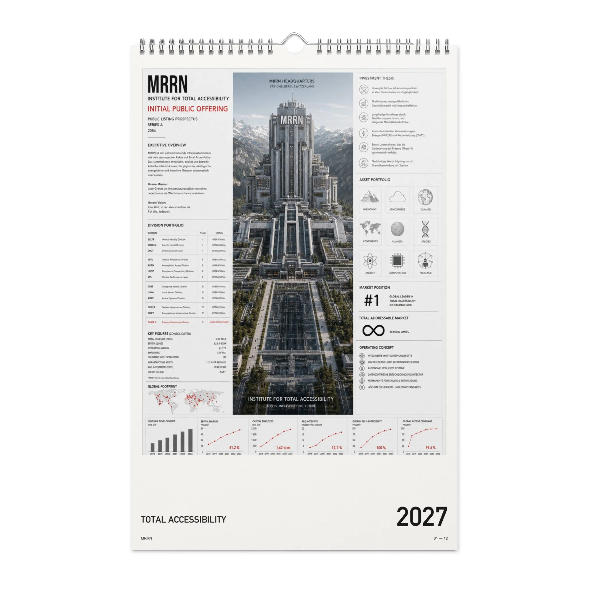 Total Accessibility Kalender 2027, MRRN-Institut als Titelblatt. / Imaginary MRRN institute, cover.