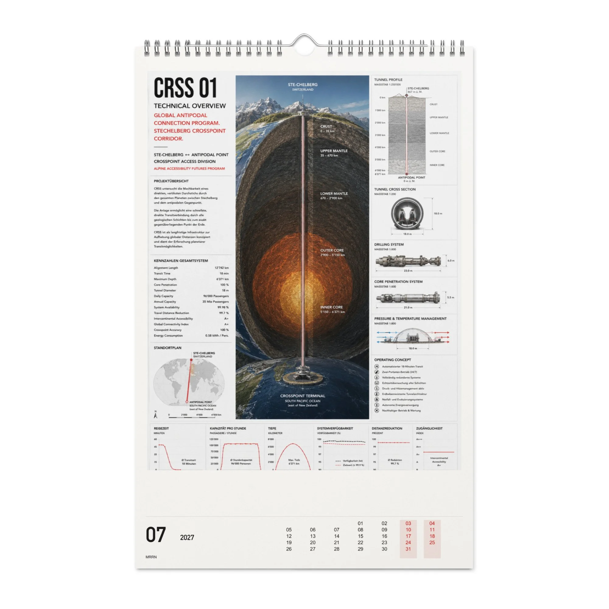 Total Accessibility Kalender 2027, Monat 07: CRSS – Durchquerung. / Imaginary infrastructure, month 07.