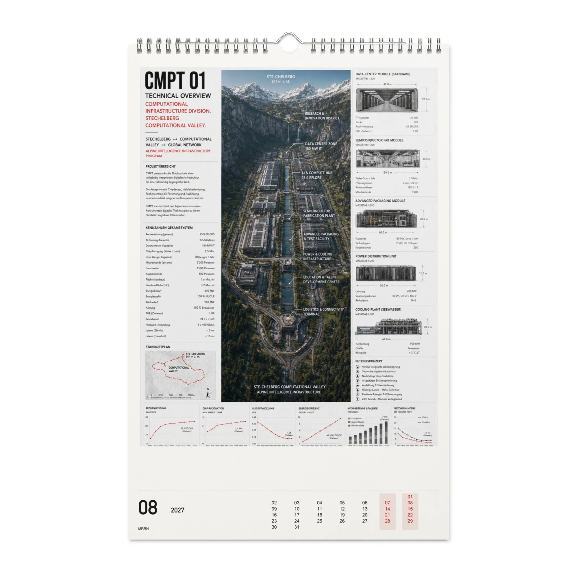 Total Accessibility Kalender 2027, Monat 08: CMPT – Verdichtung. / Imaginary infrastructure, month 08.