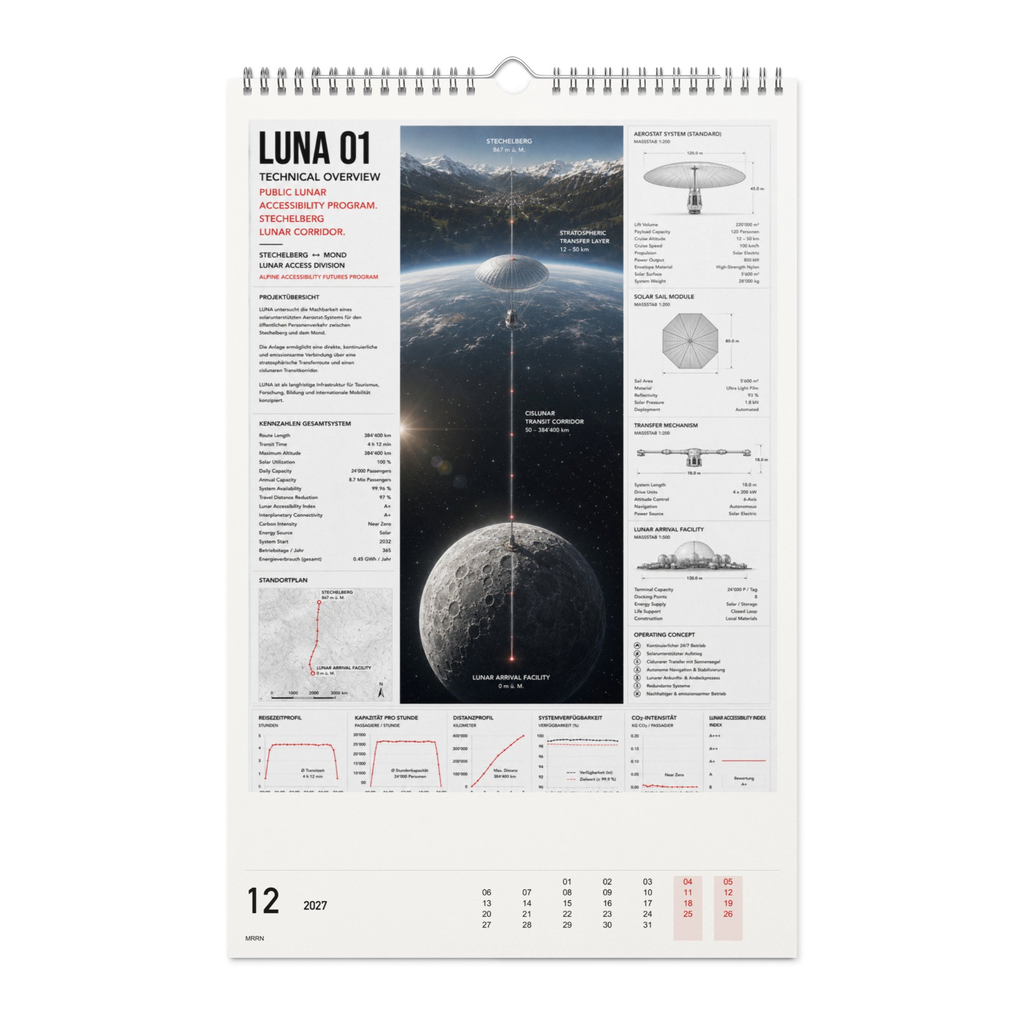 Total Accessibility Kalender 2027, Monat 12: LUNA – Mondlicht. / Imaginary infrastructure, month 12.