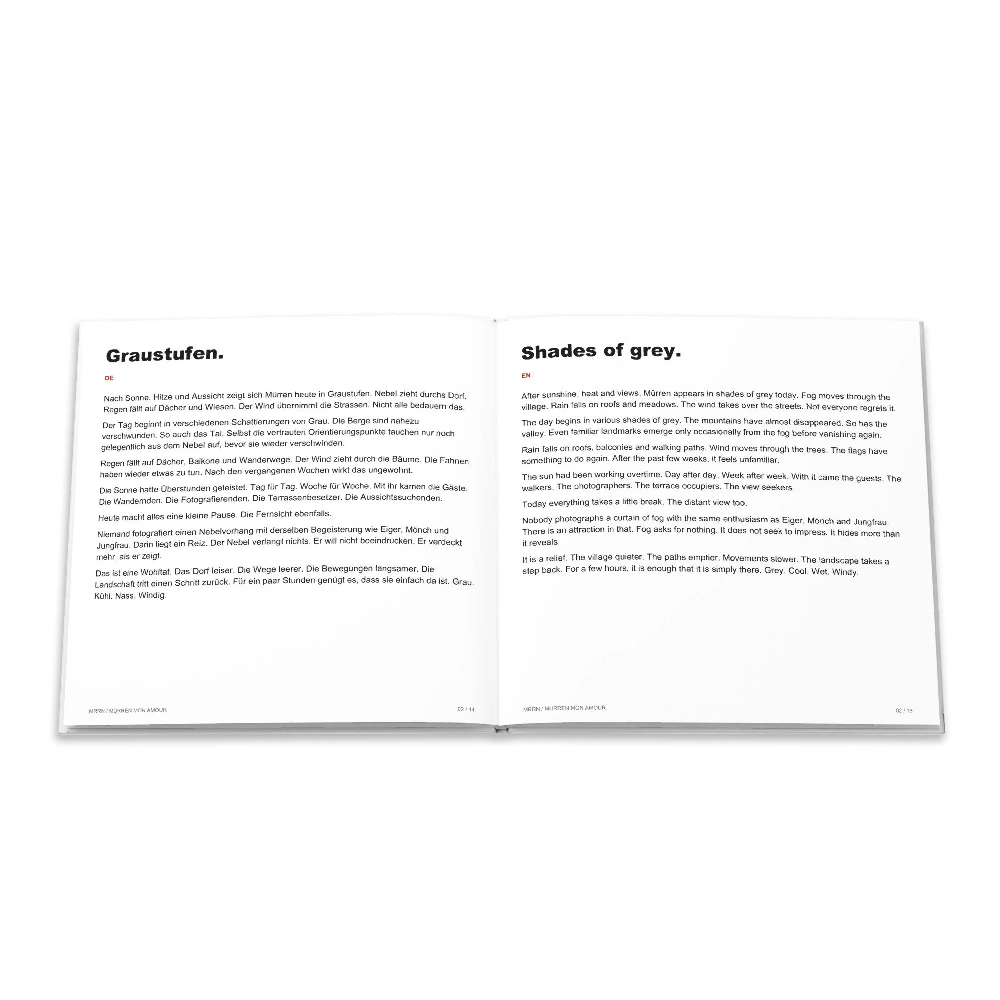 Der Beitrag «Graustufen.» / «Shades of grey.» auf Deutsch und Englisch.
