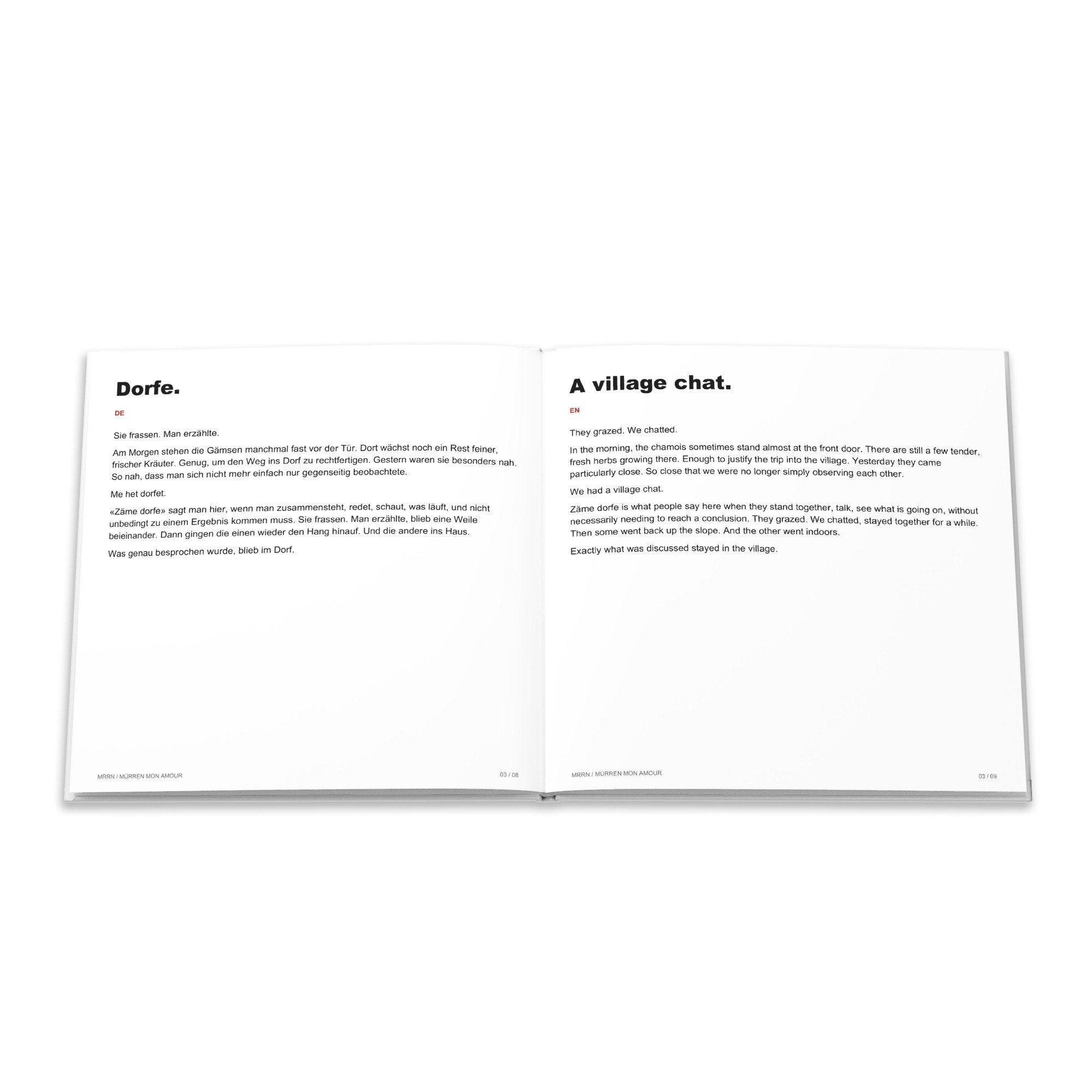 Deutscher und englischer Text zum Beitrag Dorfe.