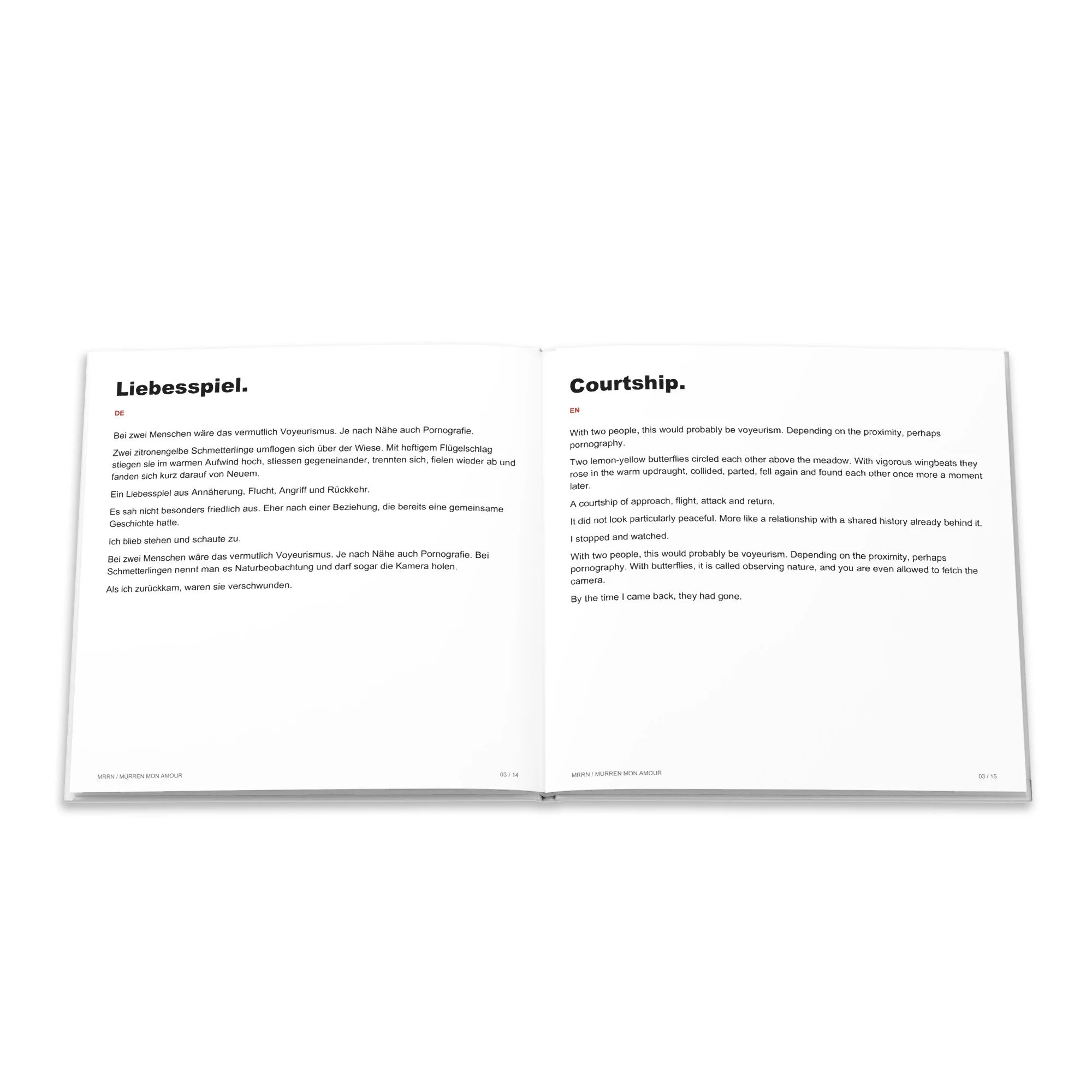 Deutscher und englischer Text zum Beitrag Liebesspiel.