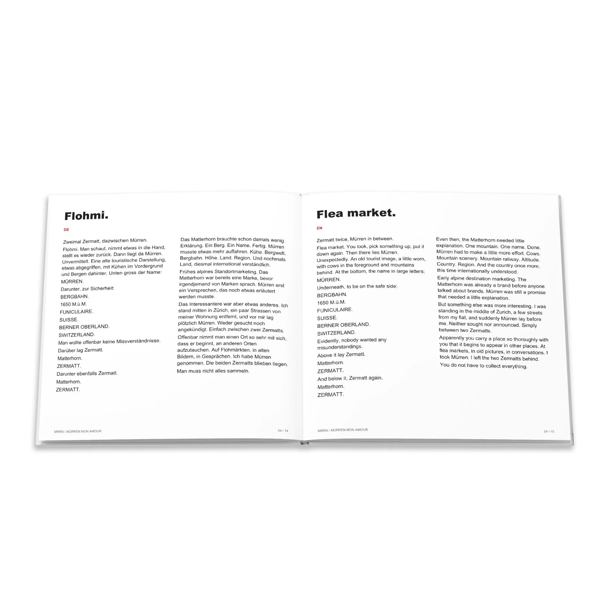 Deutscher und englischer Text zum Beitrag Flohmi.
