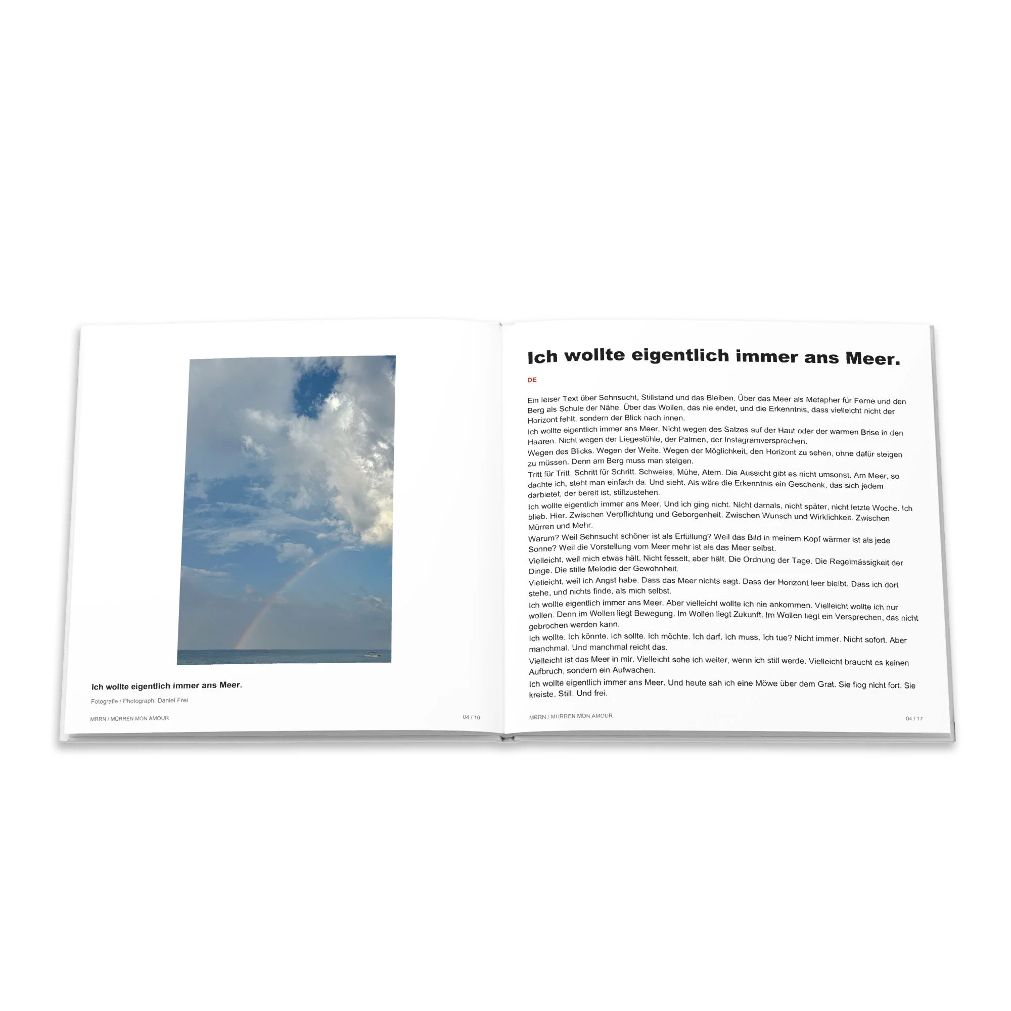 Wolkenfotografie und deutscher Text Ich wollte eigentlich immer ans Meer.