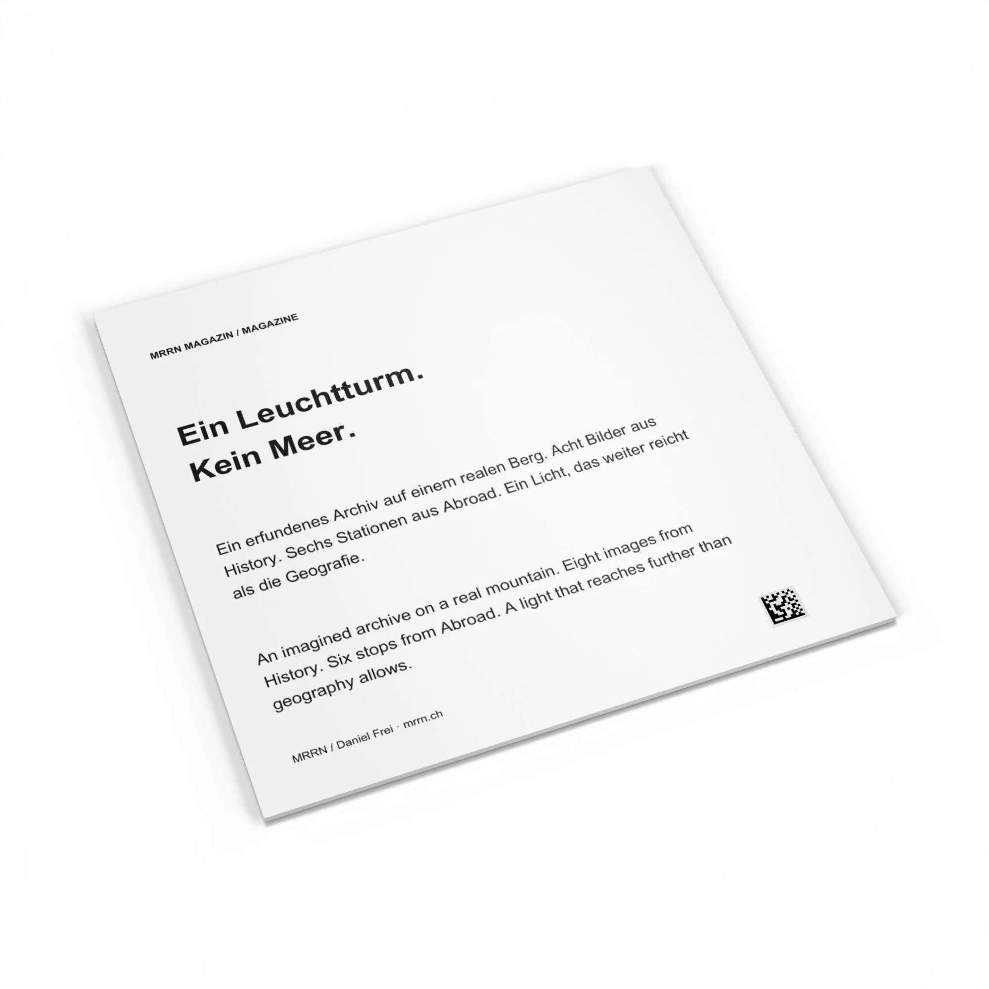 SCHLTHRN. Rückseite mit deutscher und englischer Einführung. / Back cover with German and English introduction.