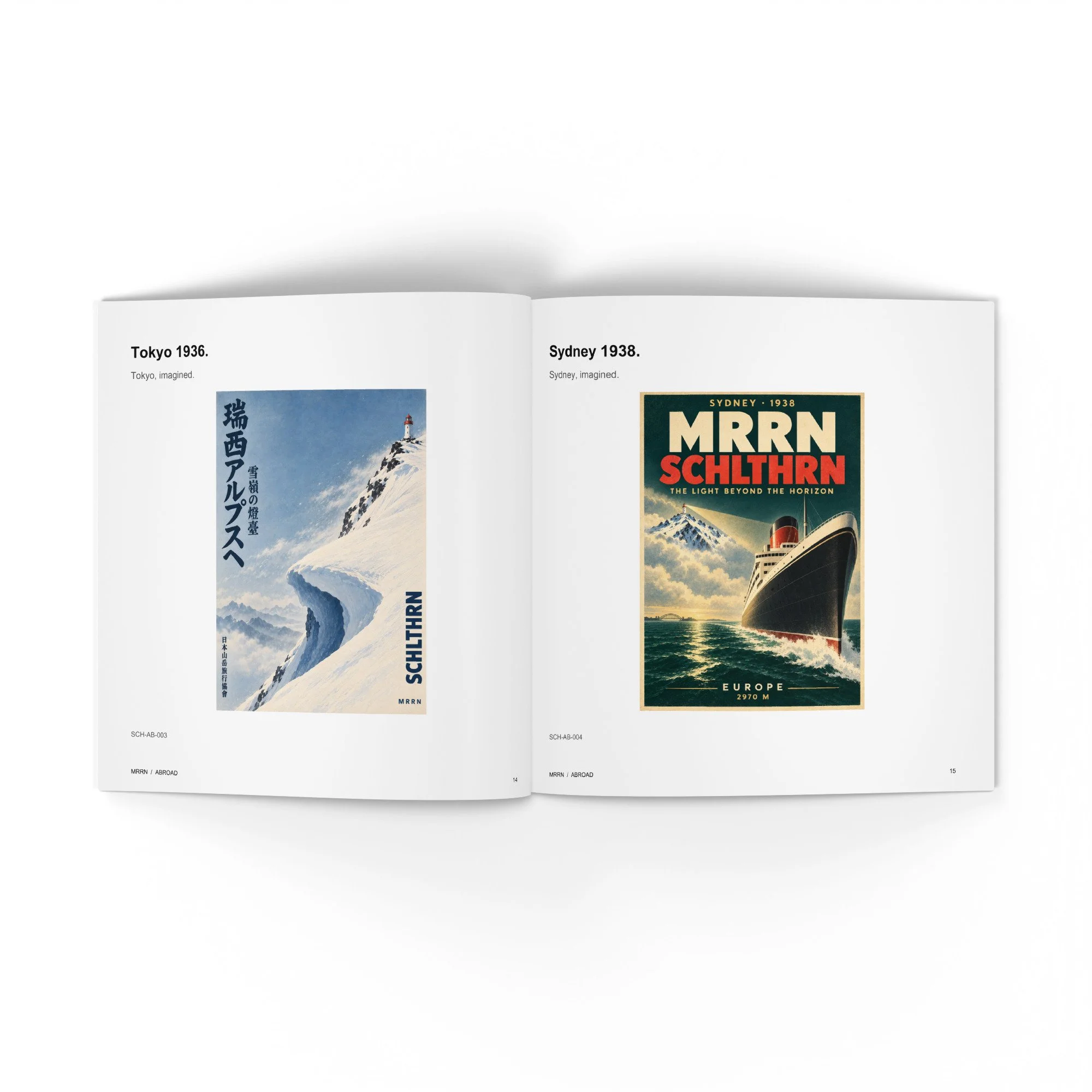 SCHLTHRN Abroad. Tokyo 1936 und Sydney 1938, Seiten 14 und 15. / Tokyo 1936 and Sydney 1938, pages 14 and 15.
