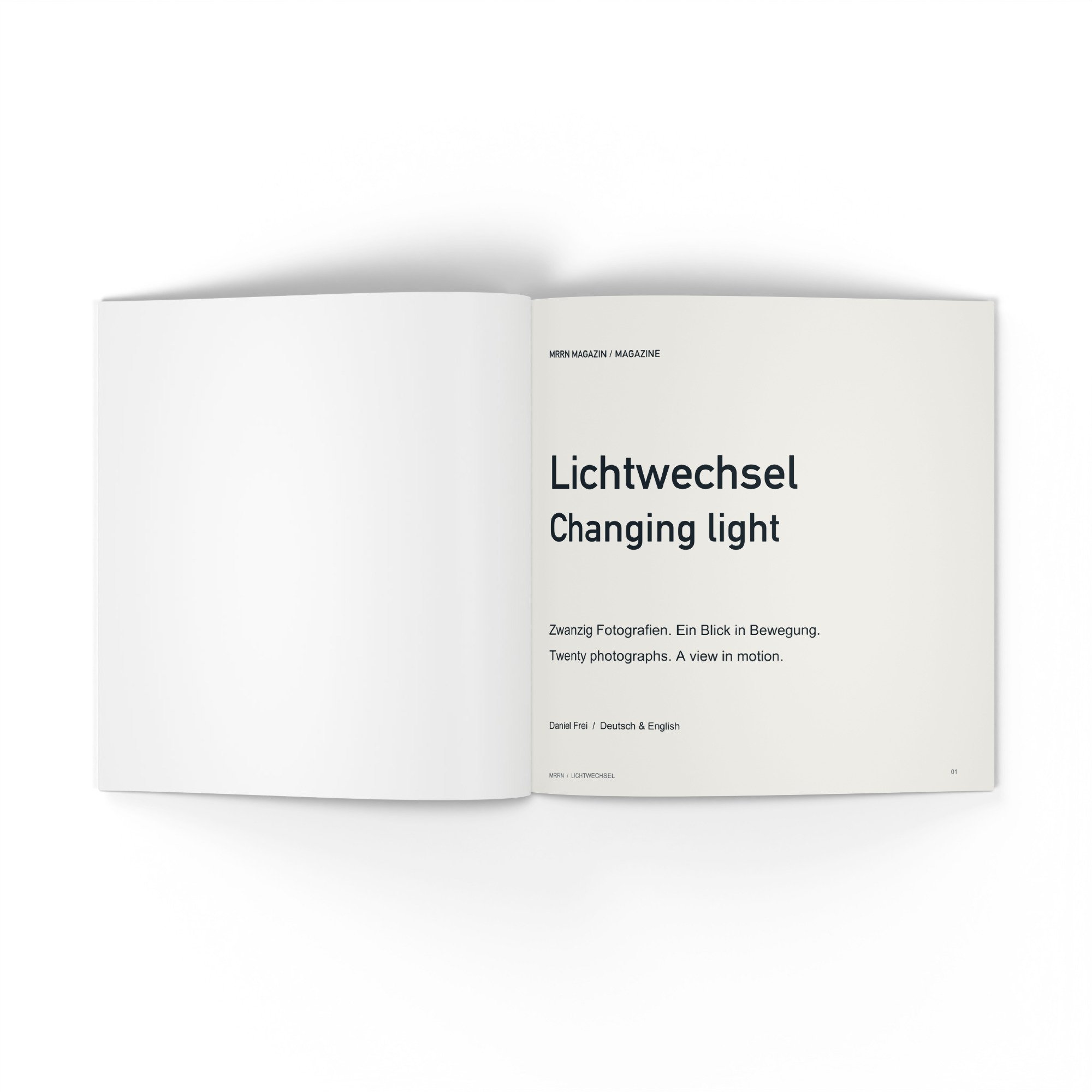 Titelseite Lichtwechsel / Changing light. Bilingual title page.