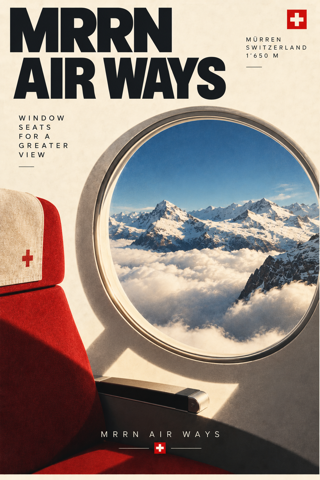 Window Seats for a Greater View — the Alps seen from an airship cabin.