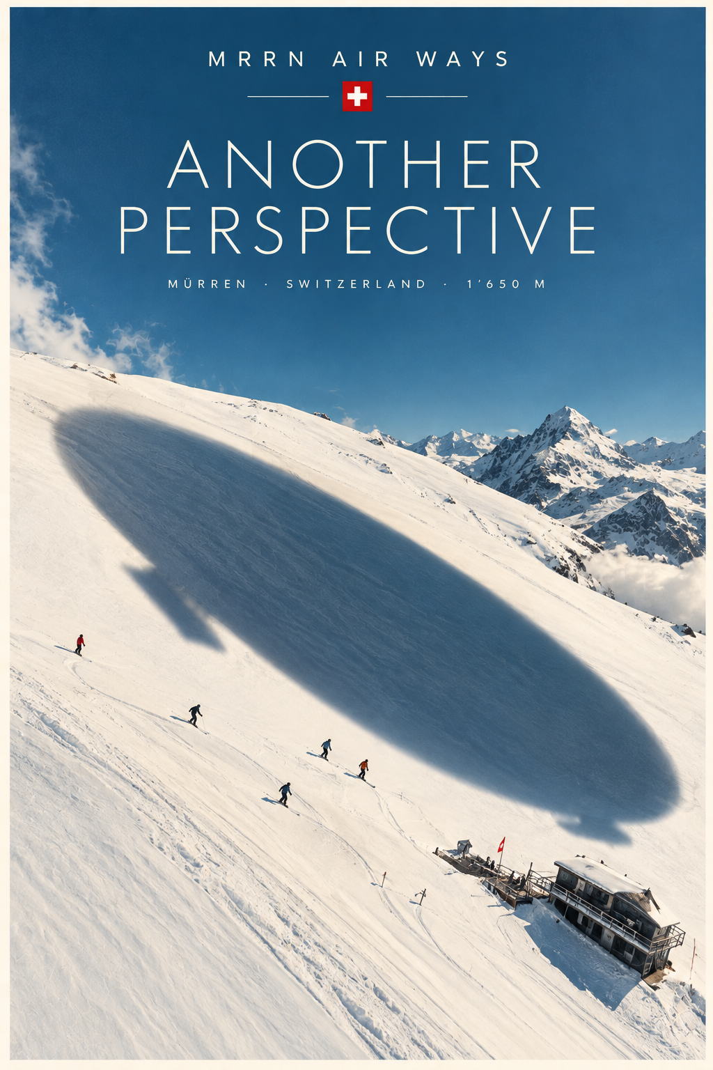 Another Perspective — an airship’s shadow over a snowy mountain landscape.