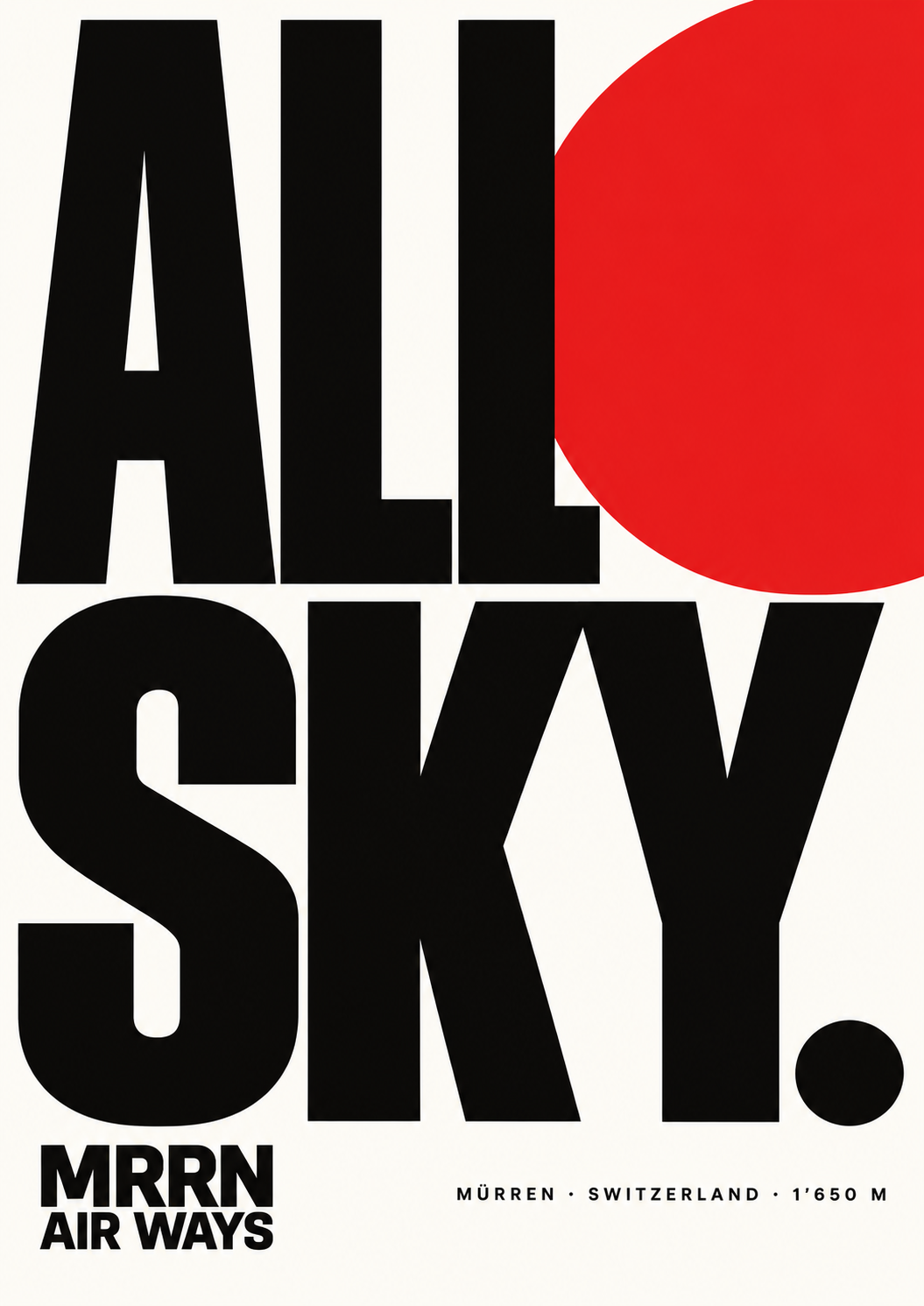 All Sky. — a typographic poster in black and red.