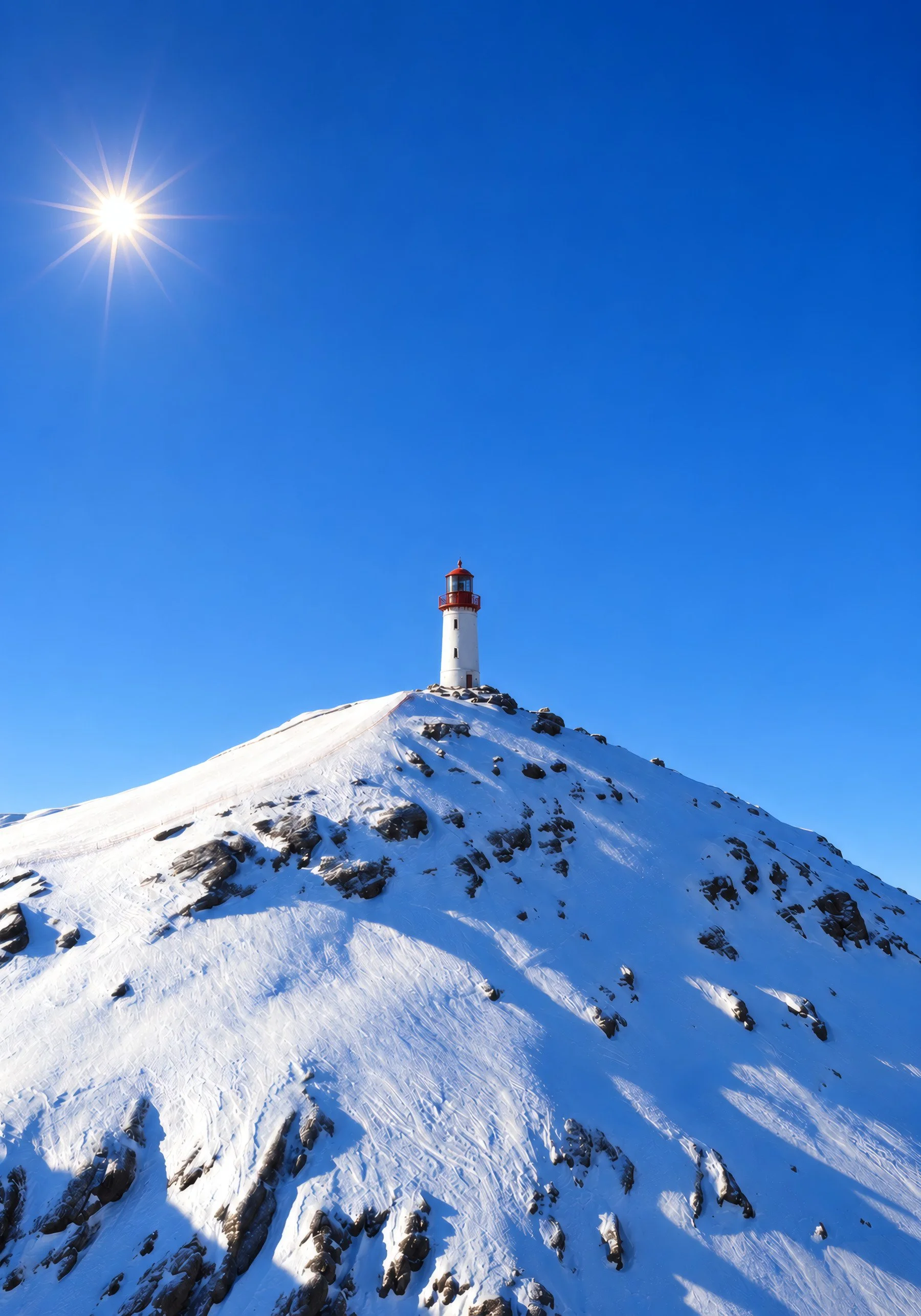 Wintersonne. SCH-LF-009. Sonne über dem verschneiten Gipfel. Aus dem imaginären SCHLTHRN-Archiv von MRRN. Kunstdruck, 70 × 100 cm, ungerahmt.