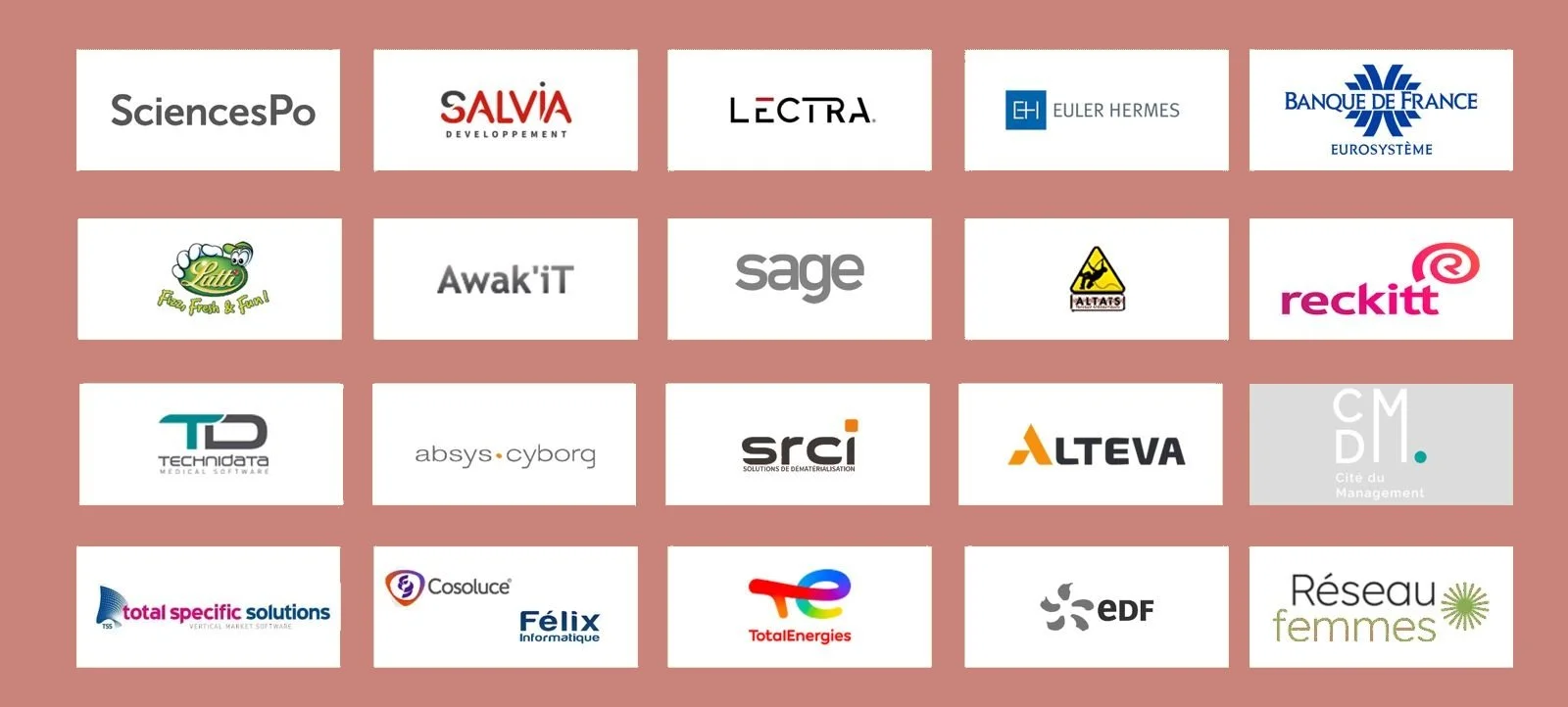 Entreprises, institutions et grandes organisations accompagnées par les Médianes dans leurs démarches d’égalité professionnelle, de diversité, d’inclusion et de transformation des pratiques managériales.