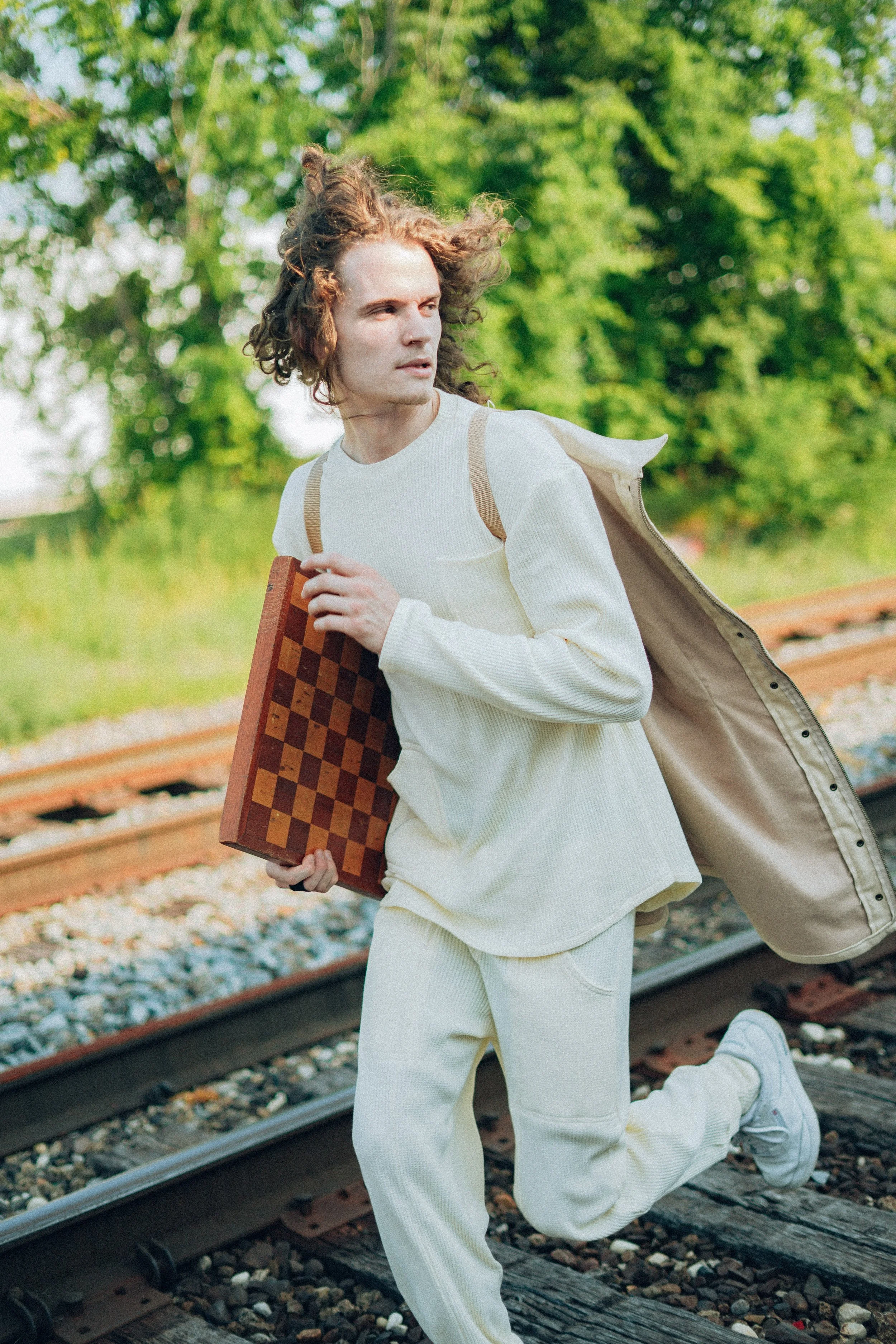 Matt Charles in Ivory Waffle Knit and Beige Duster Jacket Shot by Alessandro Uribe.JPEG