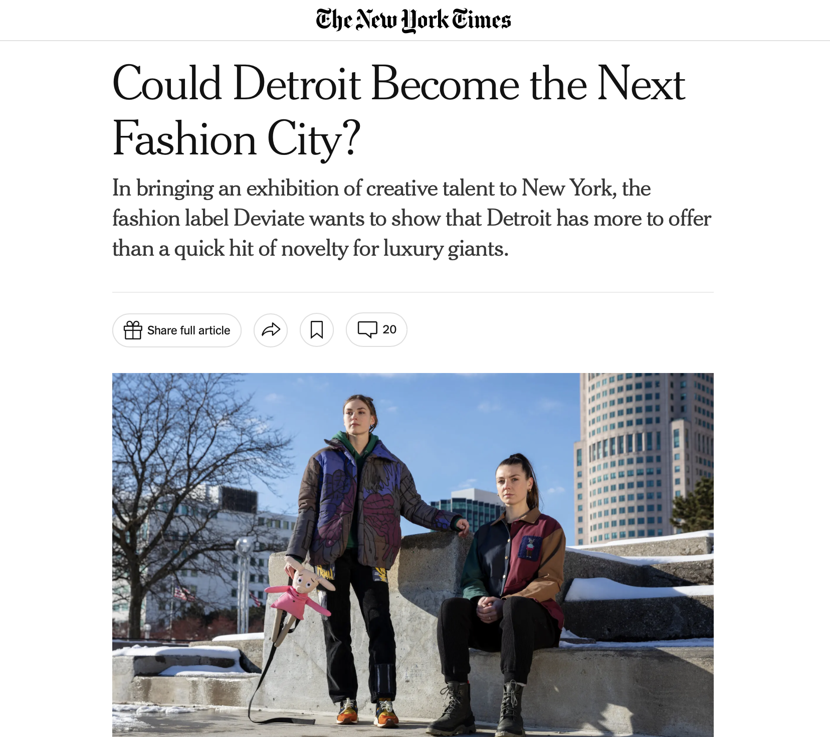 As Assistant Designer and Director of Operations at Deviate, I helped lead our Detroit-to-NYC showcase—uniting local artists for an unforgettable debut at New York Fashion Week