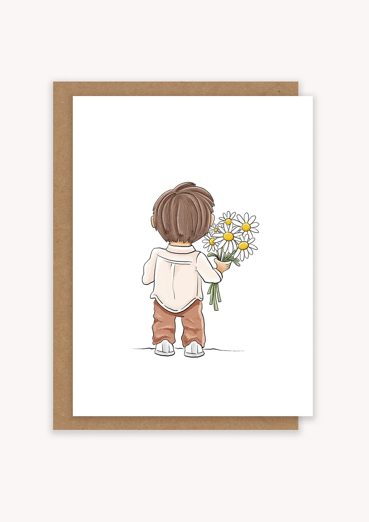 Boy With Flowers Card