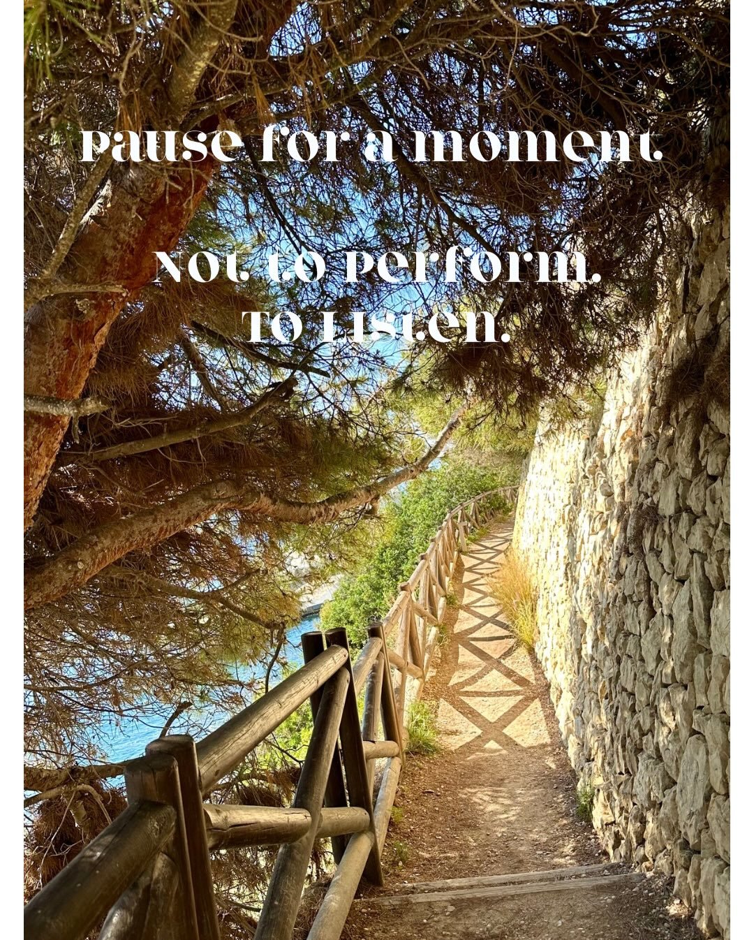 Have you paused lately, taken yourself out, not to perform, but to listen?

Walking along the Ruta Ecol&oacute;gica in Benissa, you can see how landscapes change with time. Sandstone quarries that were once heavily used are now protected spaces where