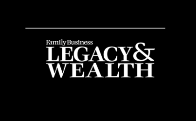 Family Business Legacy & Wealth text logo on black background.