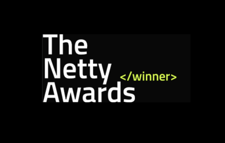 The Netty Awards winner logo with black background and white text highlighting the word "winner" in yellow within brackets.