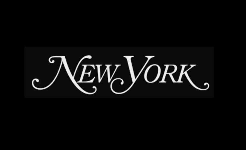Stylized text logo of 'New York' with decorative font.