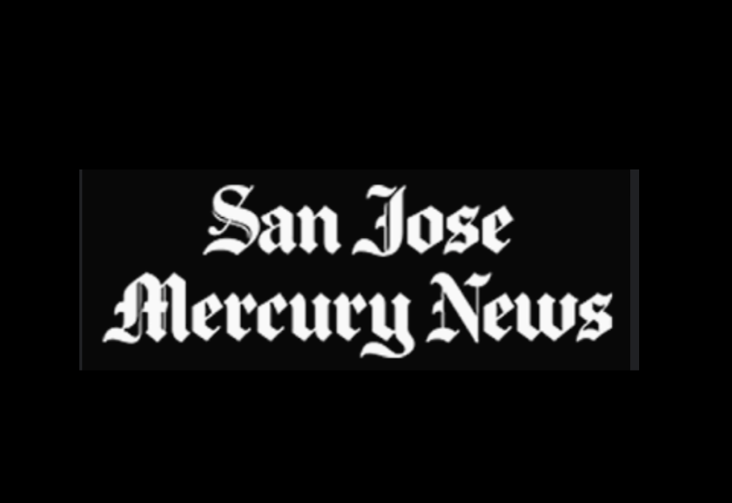 Logo of San Jose Mercury News with a black background and white gothic text.