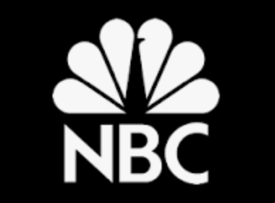 NBC logo with peacock design in black and white.