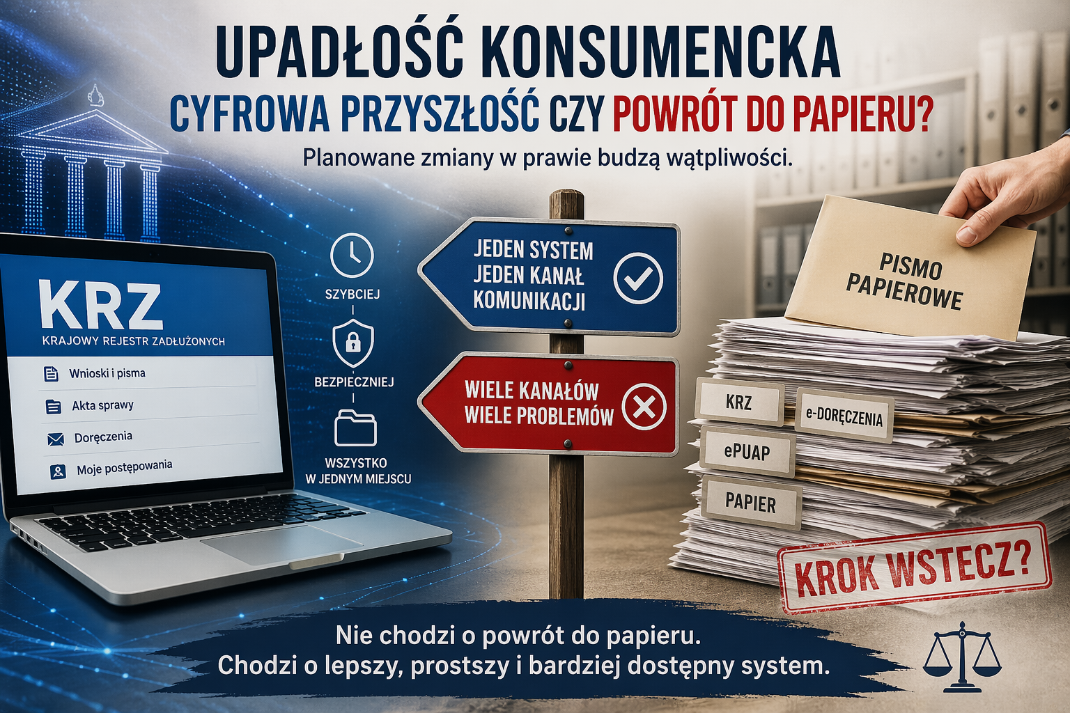 Powrót do papieru w upadłości konsumenckiej? To nie naprawa systemu, tylko krok wstecz