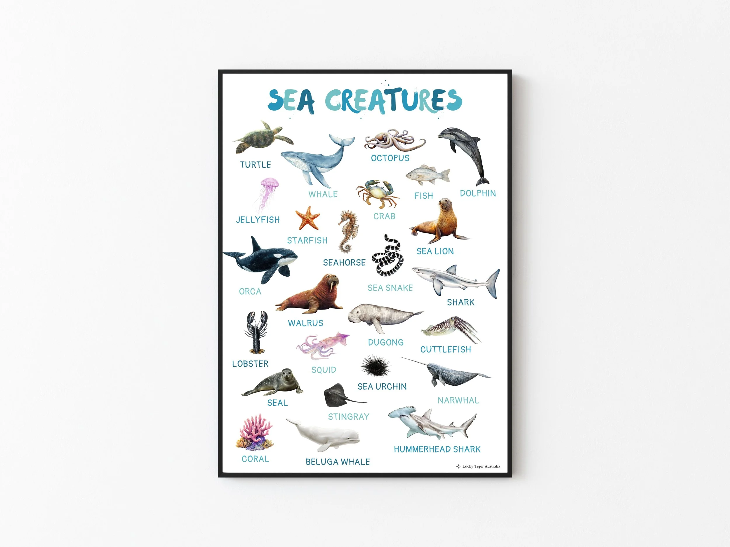 SEA CREATURES A3 PRINTED POSTER