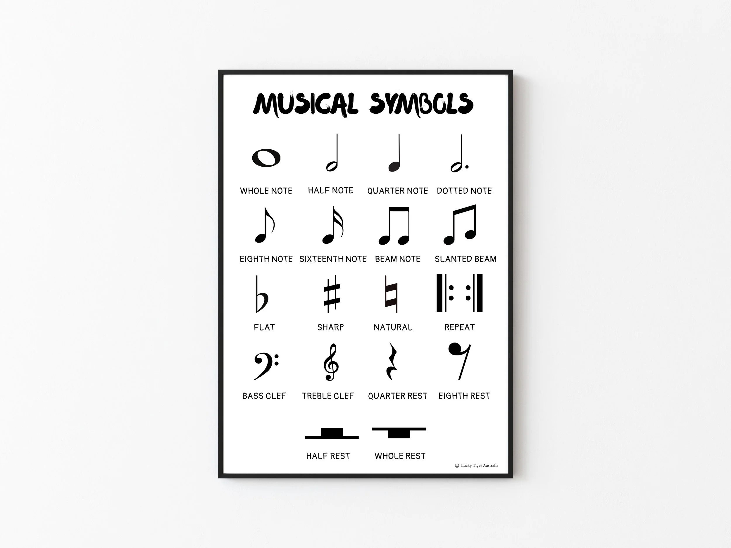 MUSICAL SYMBOLS A3 PRINTED POSTER