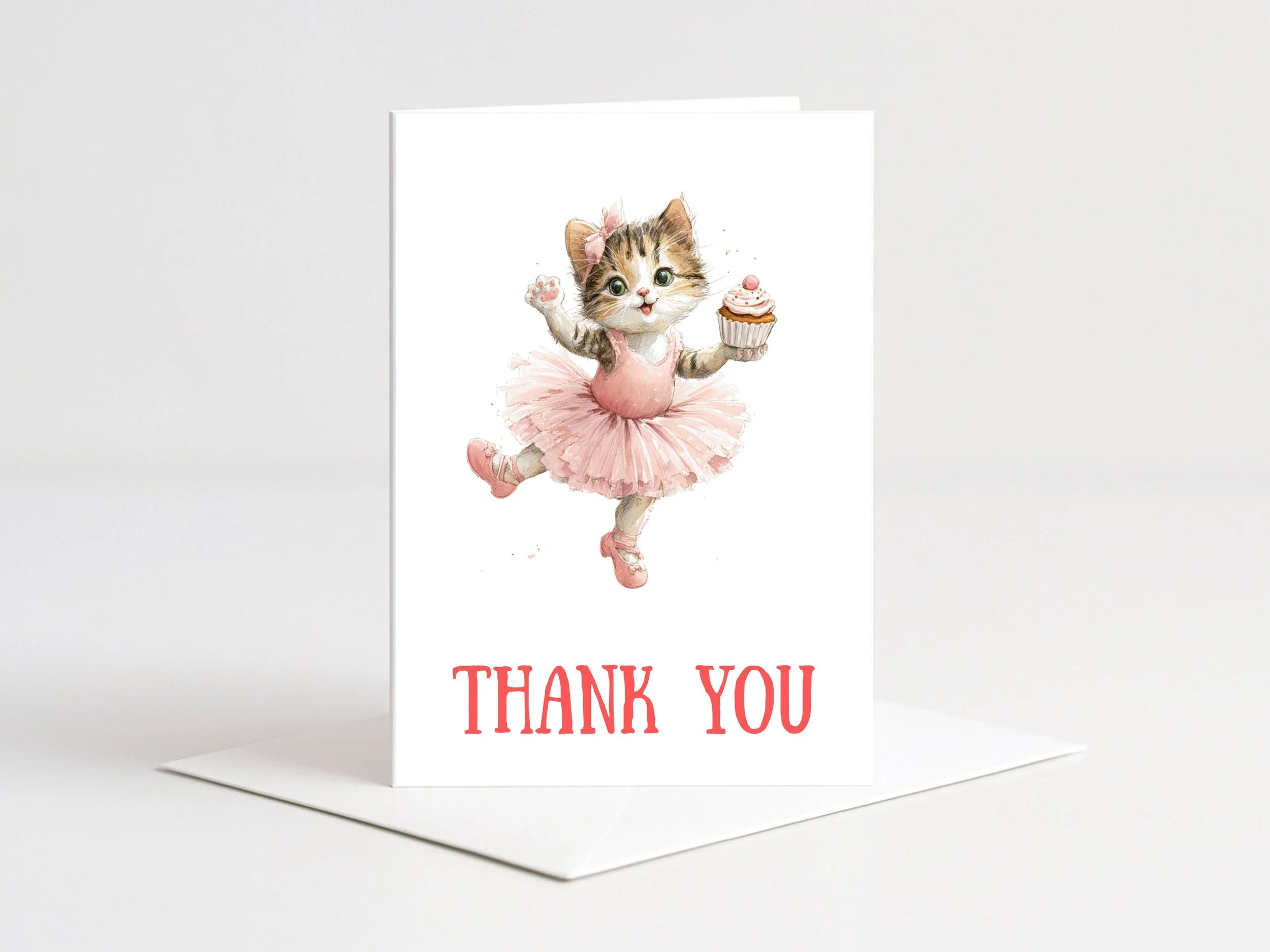 DANCING KITTEN THANK YOU CARD