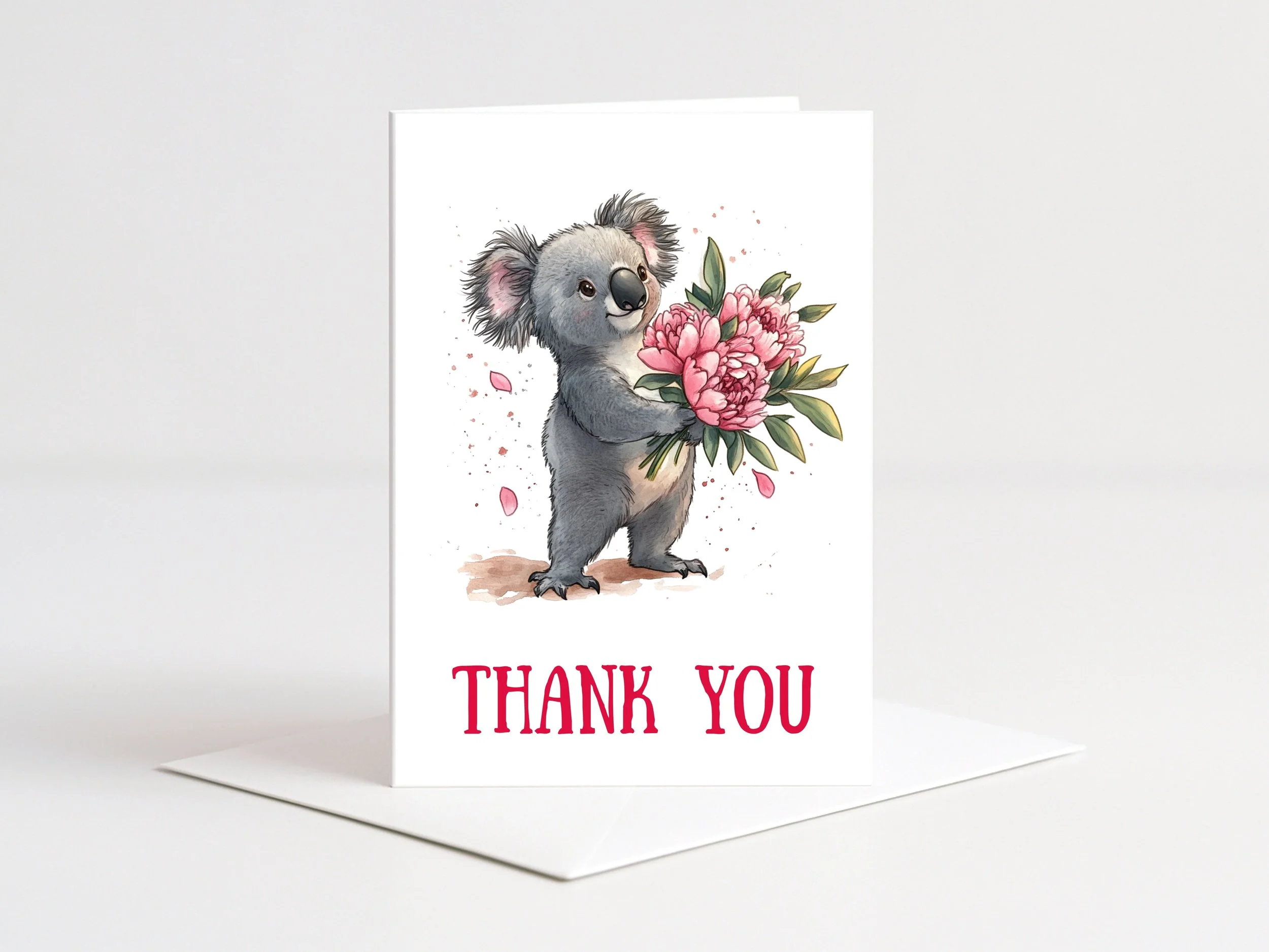KOALA WITH PEONIES THANK YOU CARD