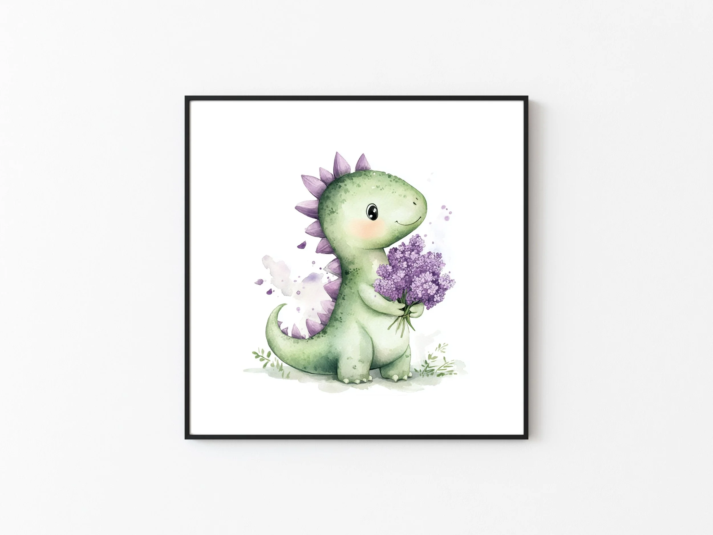 DINOSAUR WITH LILIC NURSERY PRINT