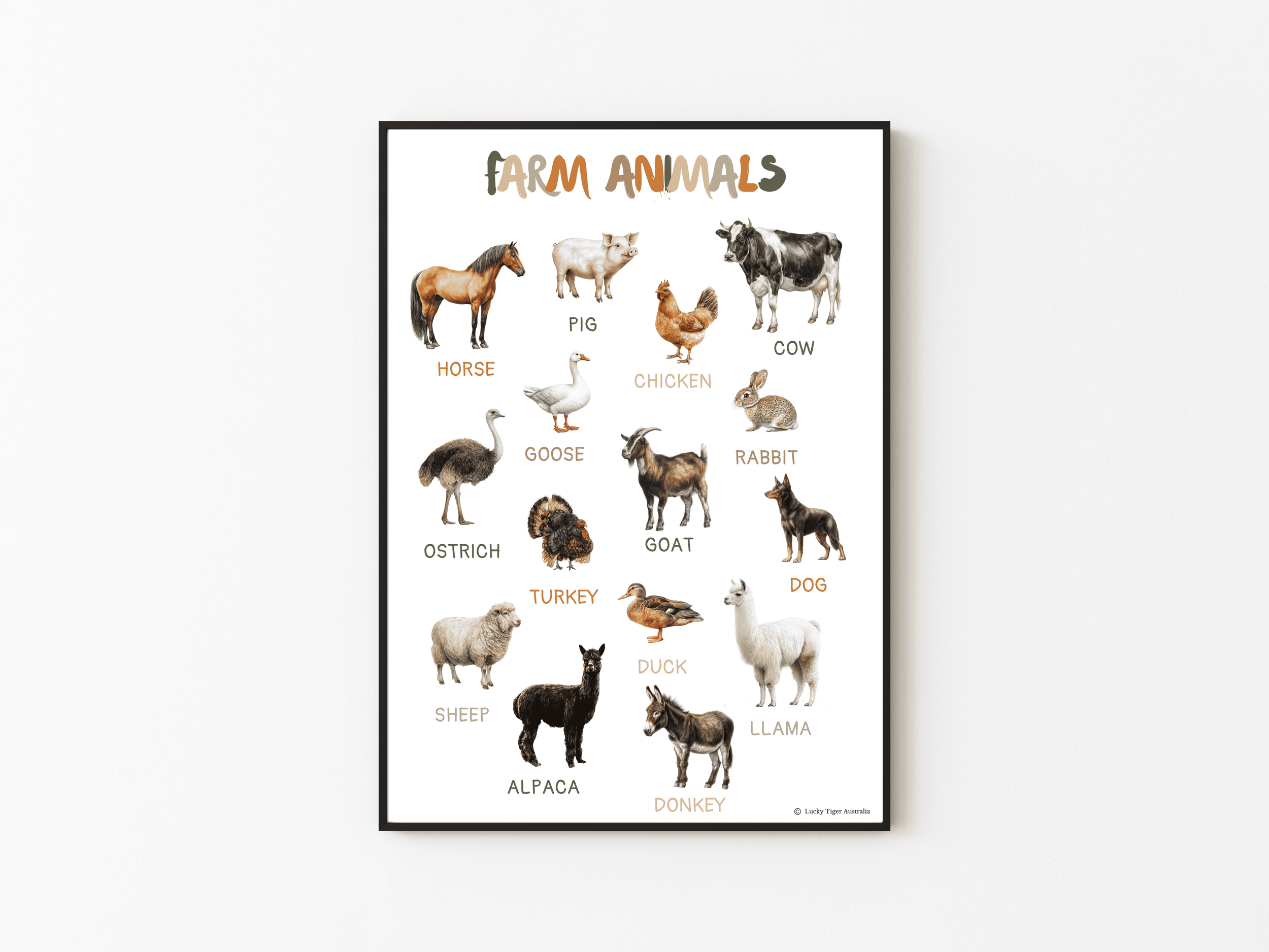FARM ANIMALS A3 PRINTED POSTER