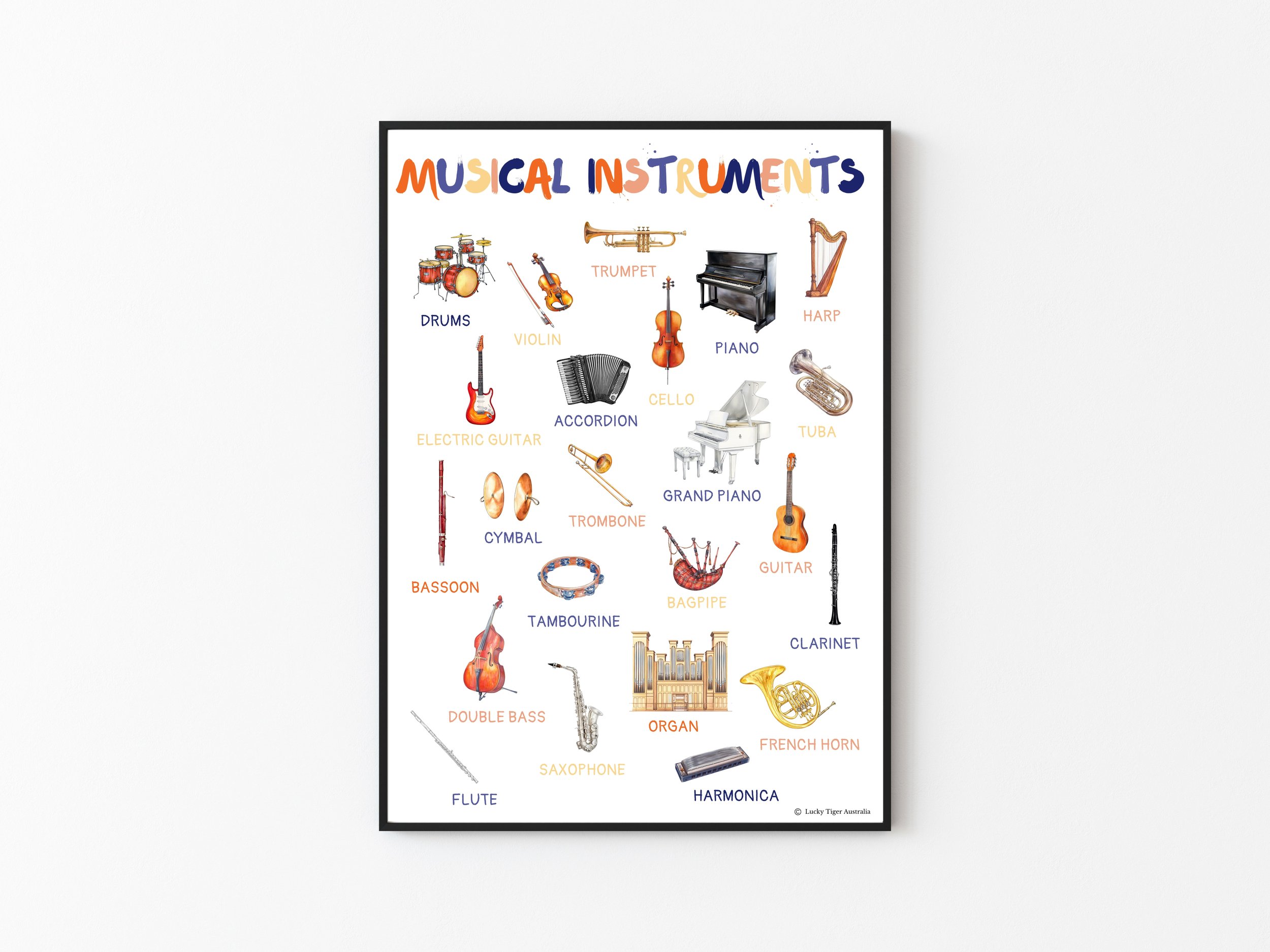 MUSICAL INSTRUMENTS A3 PRINTED POSTER
