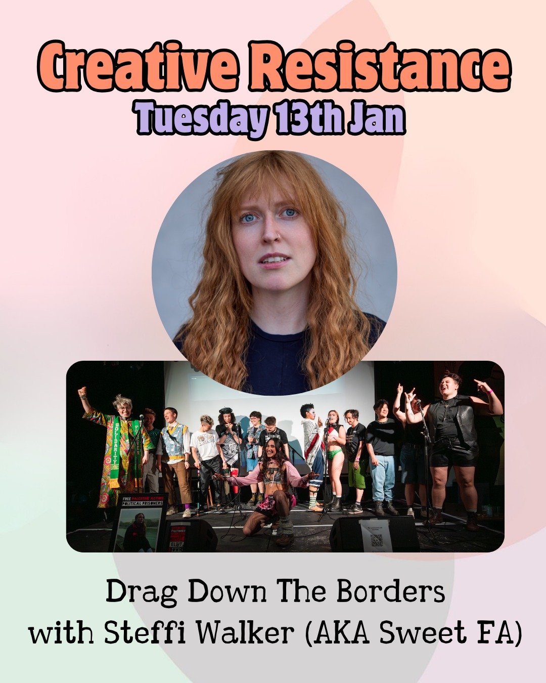 Bechdel Theatre presents a monthly space to get together at QUEERCIRCLE in Greenwich. Sessions are interactive, informal and community-focused, with space for making and building connections between each other. Some sessions may involve getting stuck