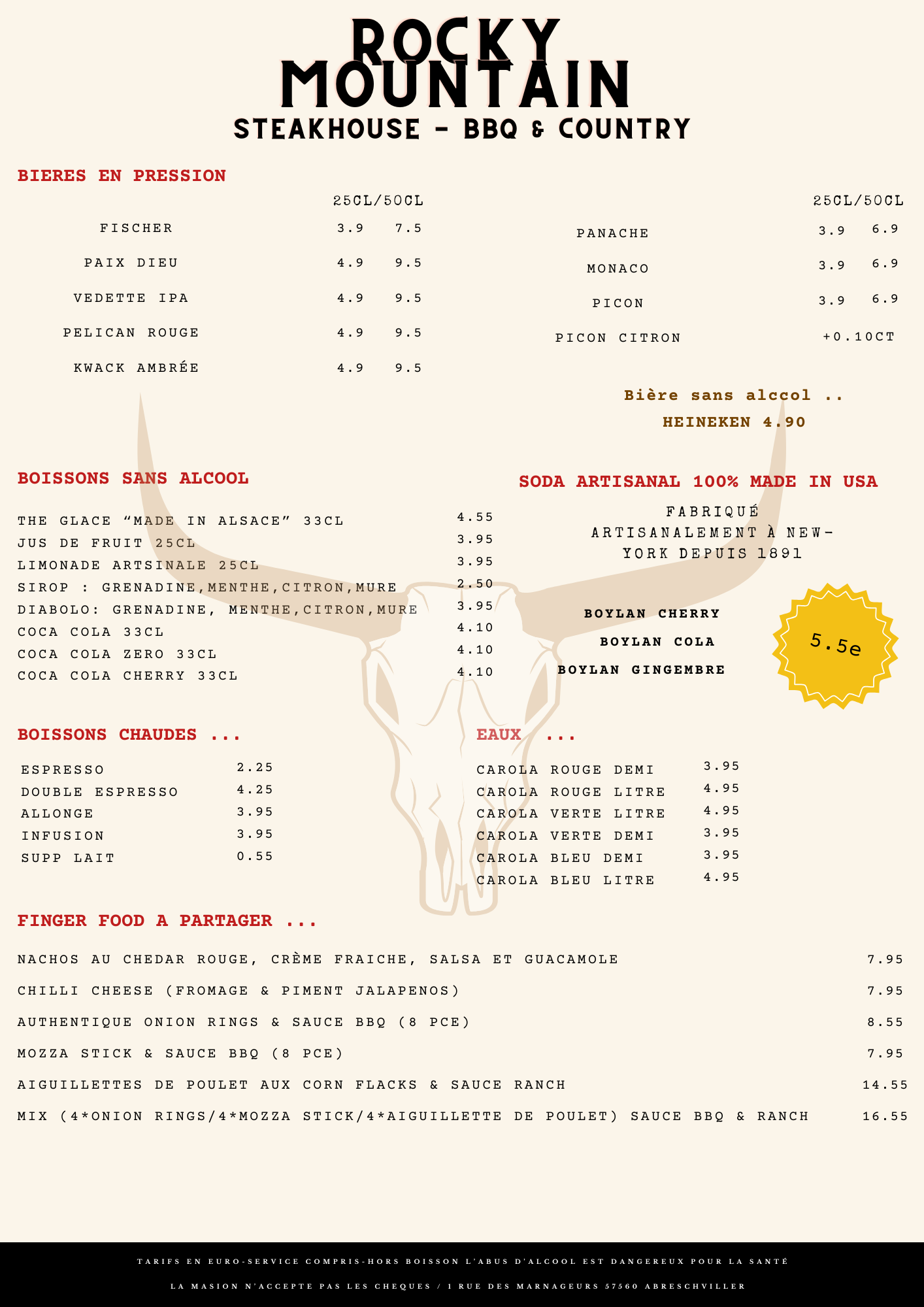 Menu Rocky Mountain Abreschviller