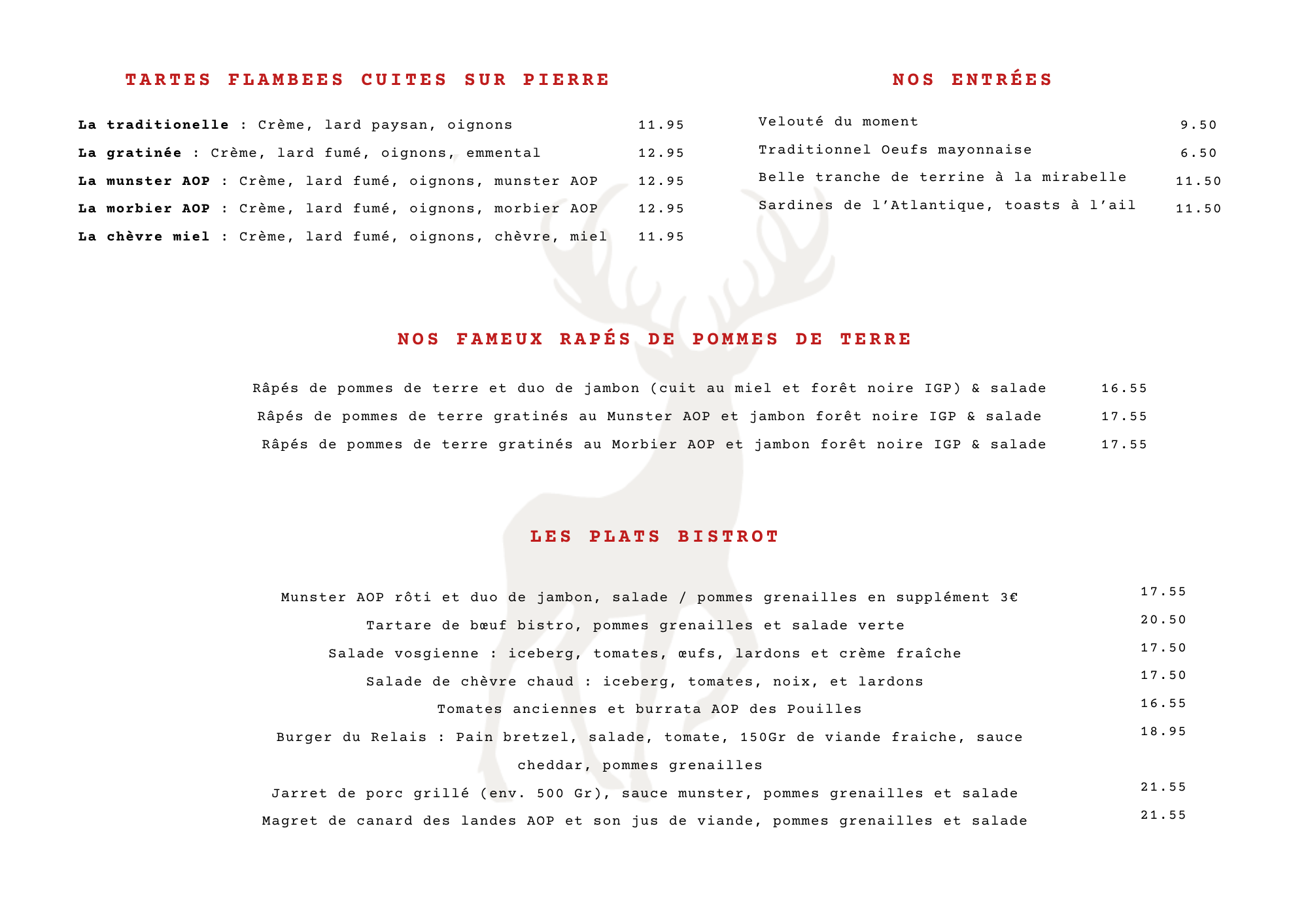Carte restaurant abreschviller