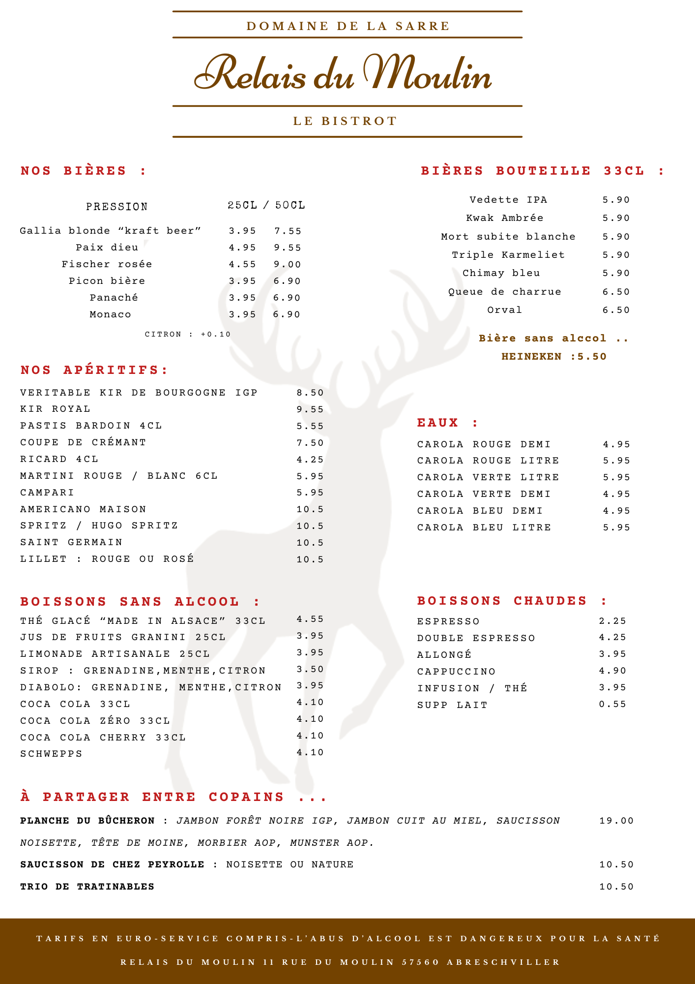 Menu Relais du Moulin Abreschviller