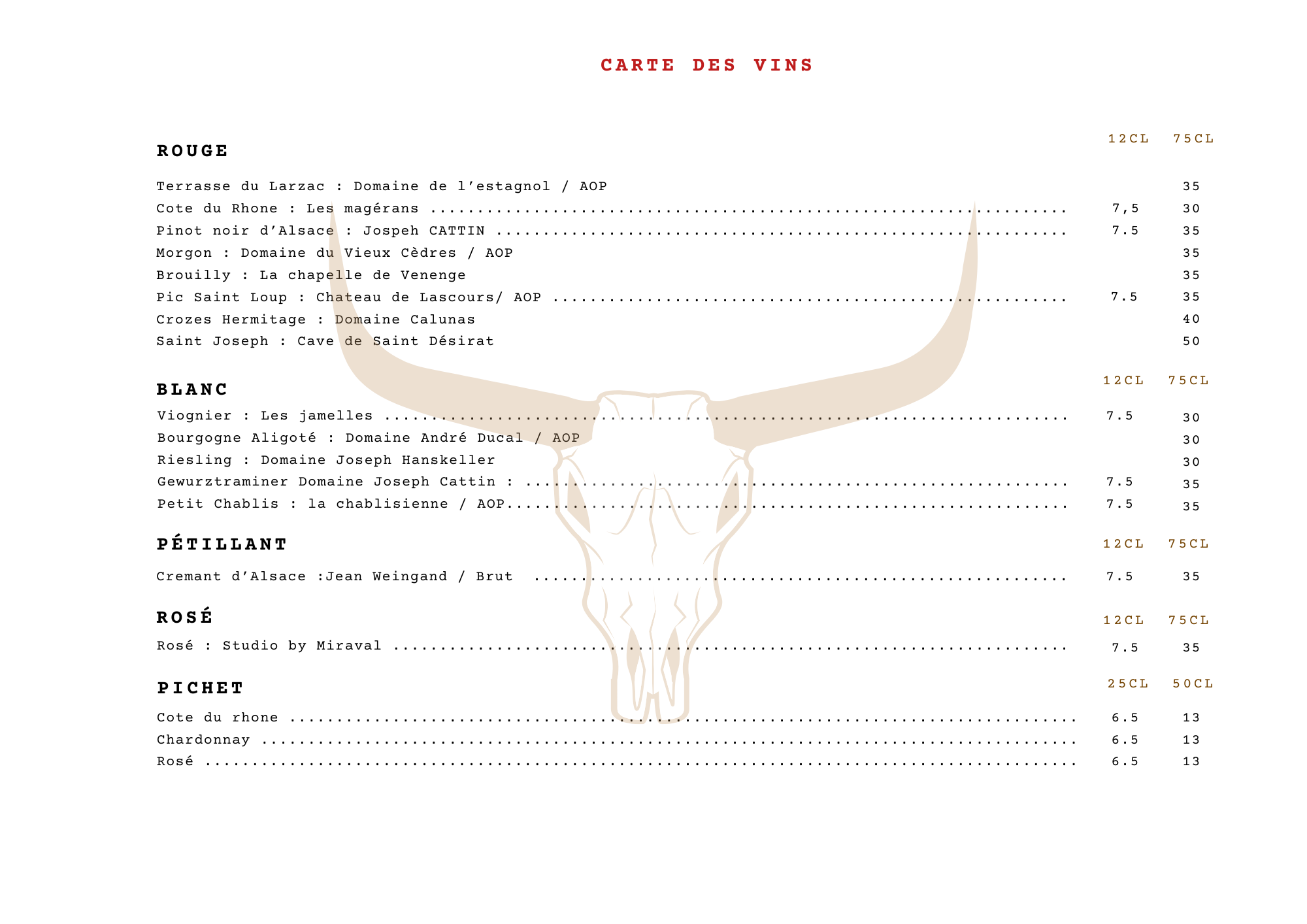 Carte restaurant abreschviller