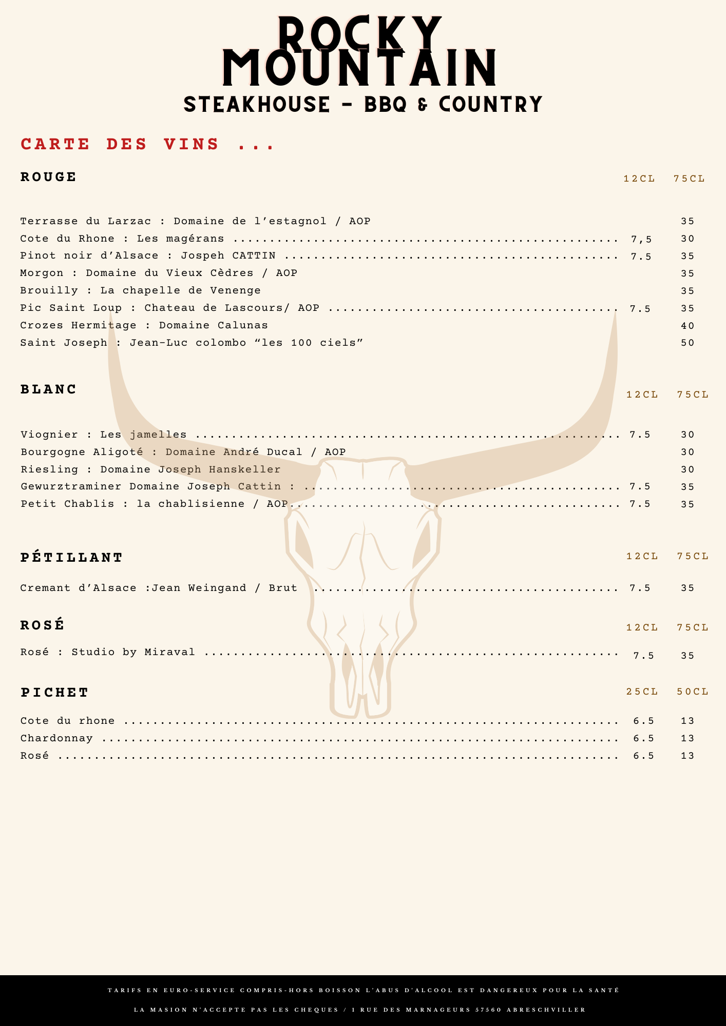 Menu Rocky Mountain Abreschviller