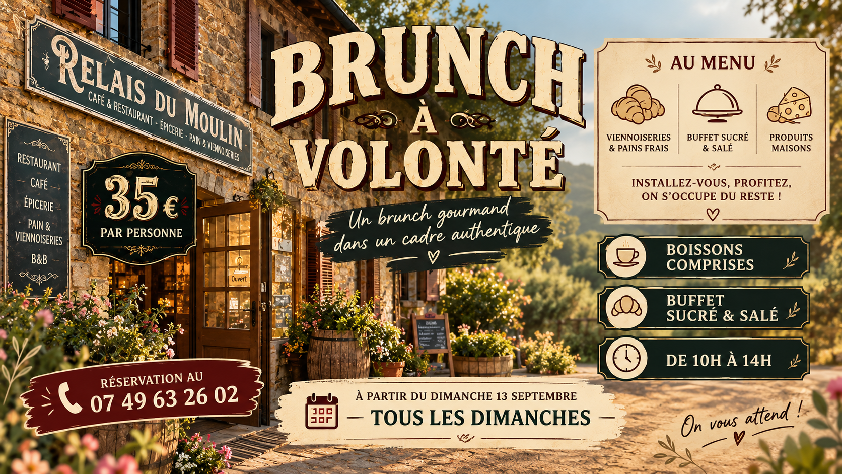 Brunch à volonté Relais du Moulin 