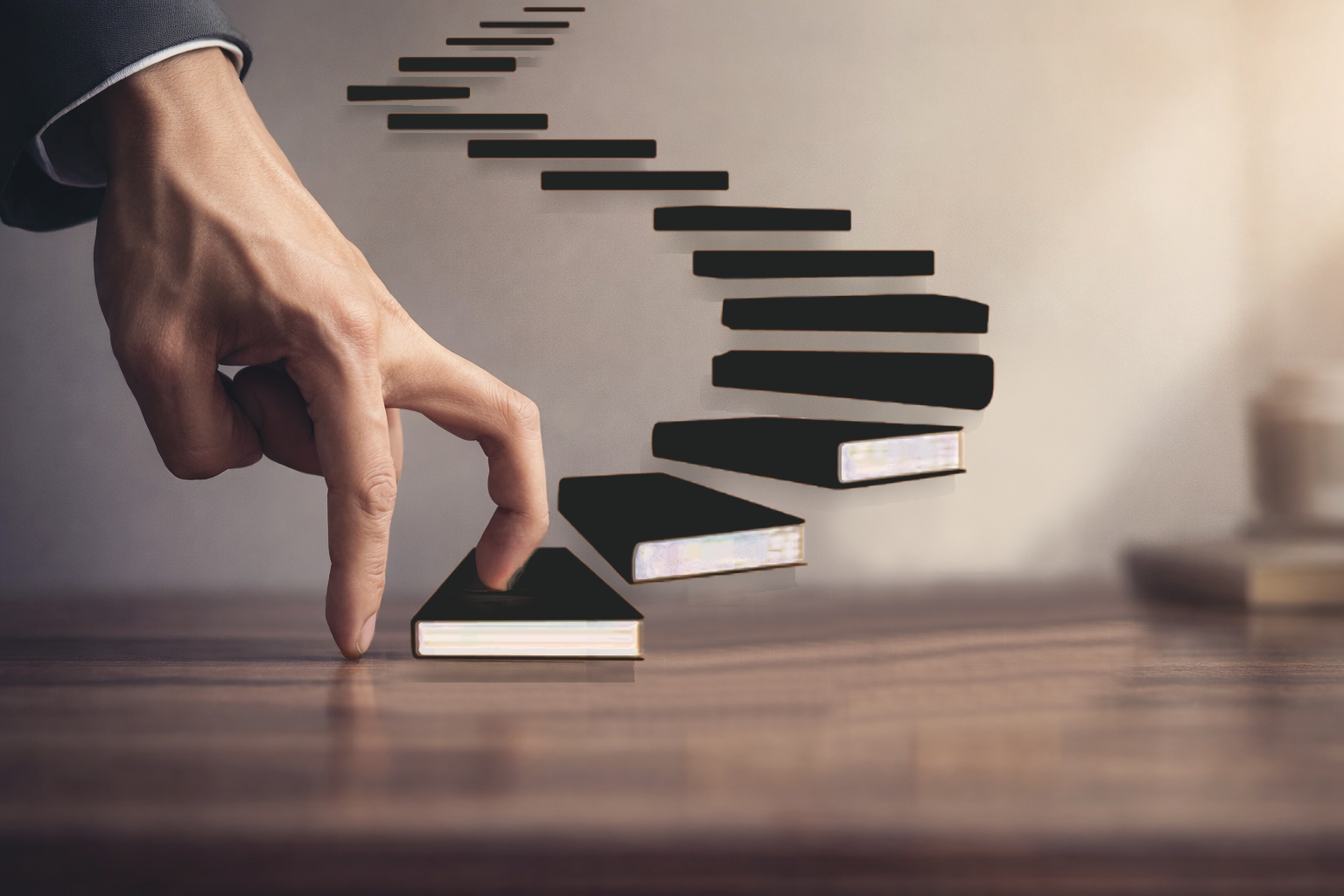 Conceptual illustration of upward development or progressive growth process
