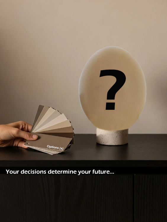 Inspirational quote image displaying "Your decisions determine your future"
