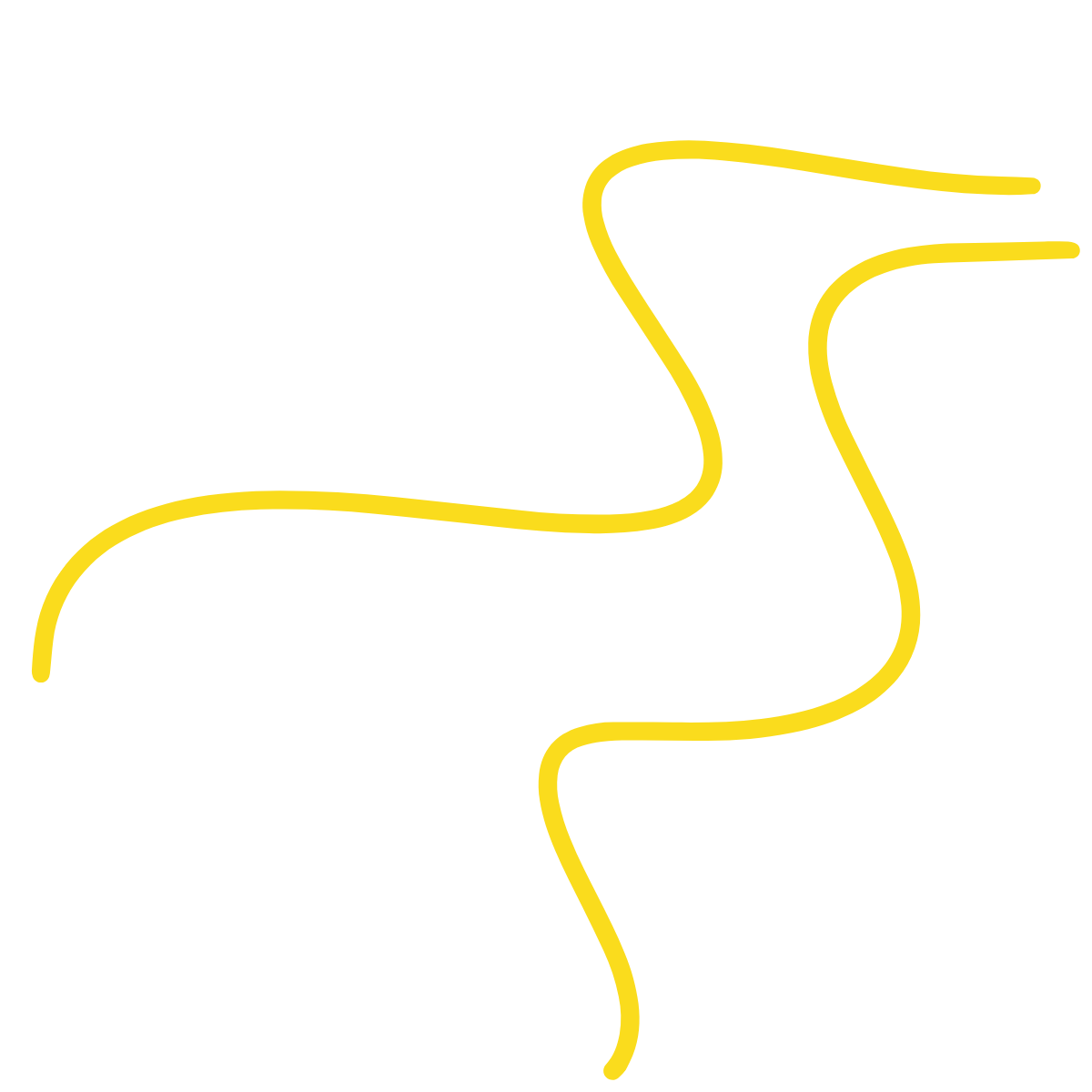 Illustration of a cat's silhouette outlined in yellow on a black background.