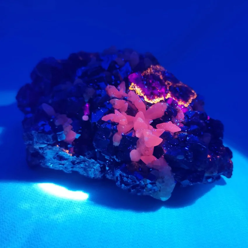 LGC-ESP002e Galena with fluorescent calcite crystal cluster Huanzala.jpg
