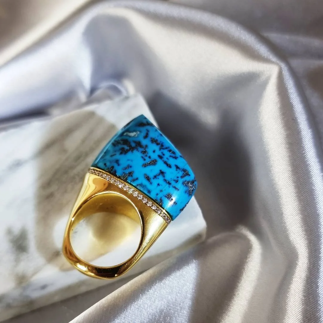 Shattuckite Statement Ring – Sculptural One-of-a-Kind in Gold