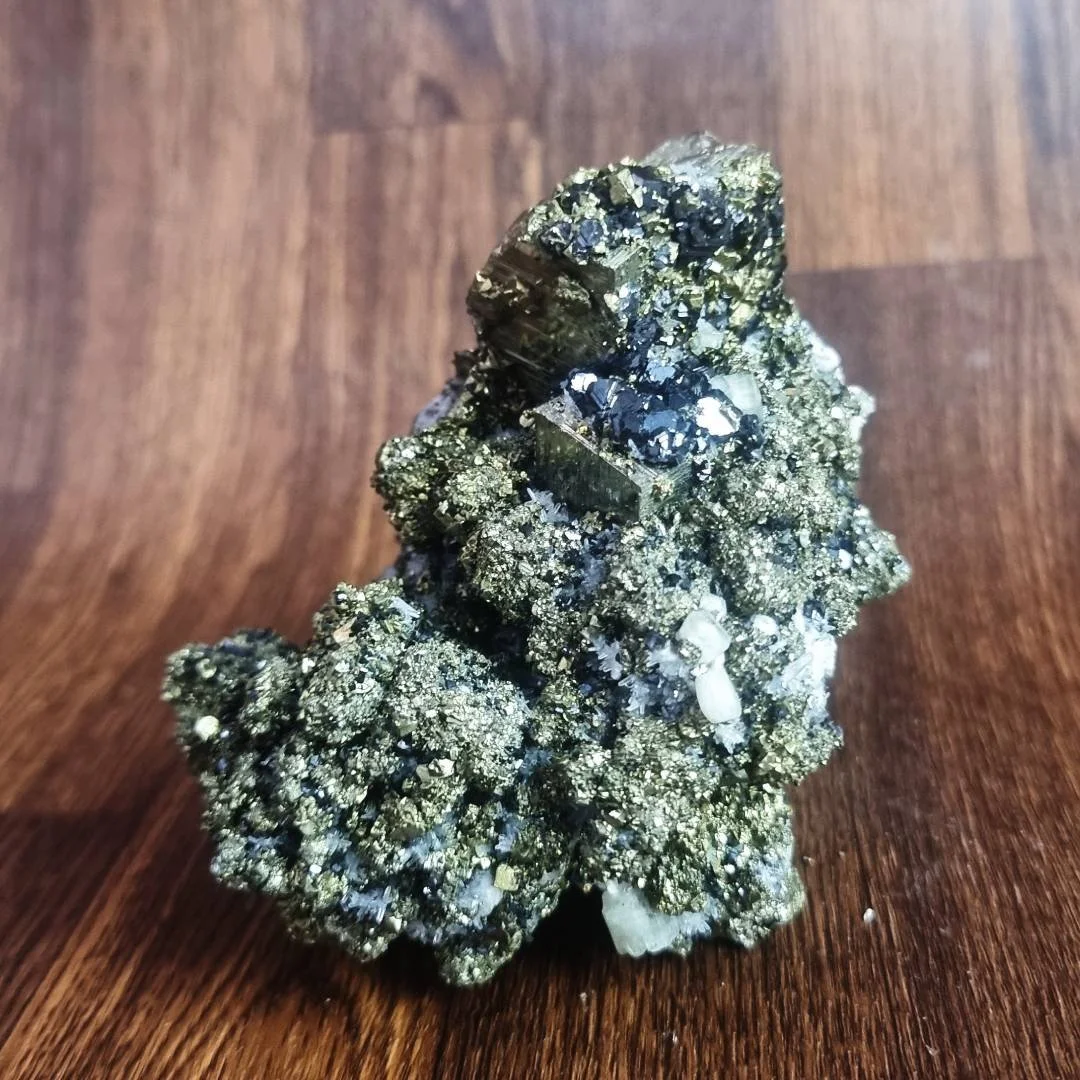 Multi-Mineral Specimen with Pyrite, Chalcopyrite, Sphalerite & Quartz – Huanzala Mine, Peru