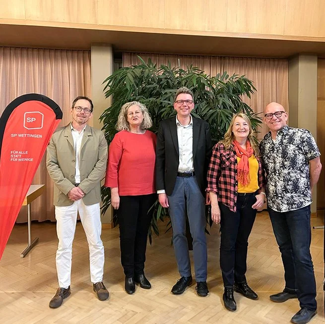 A.Knaup, Dieter Egli, Pia Müller, Christian Oberholzer, Kirsten Ernst an der GV SP Wettingen