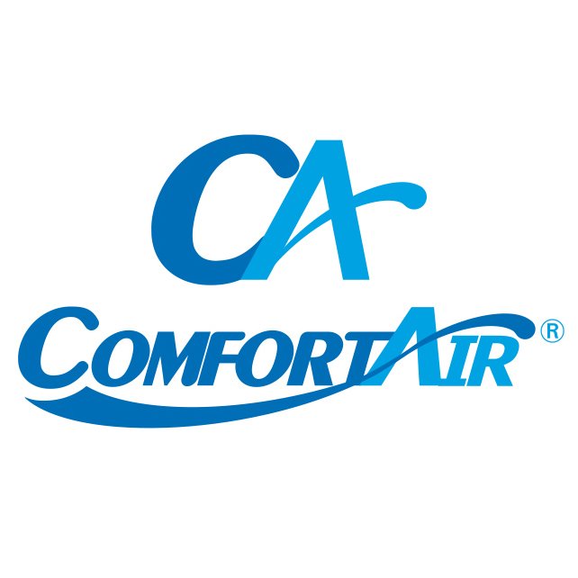 ComfortAir logo with stylized letters "CA" and the text "ComfortAir" in blue.