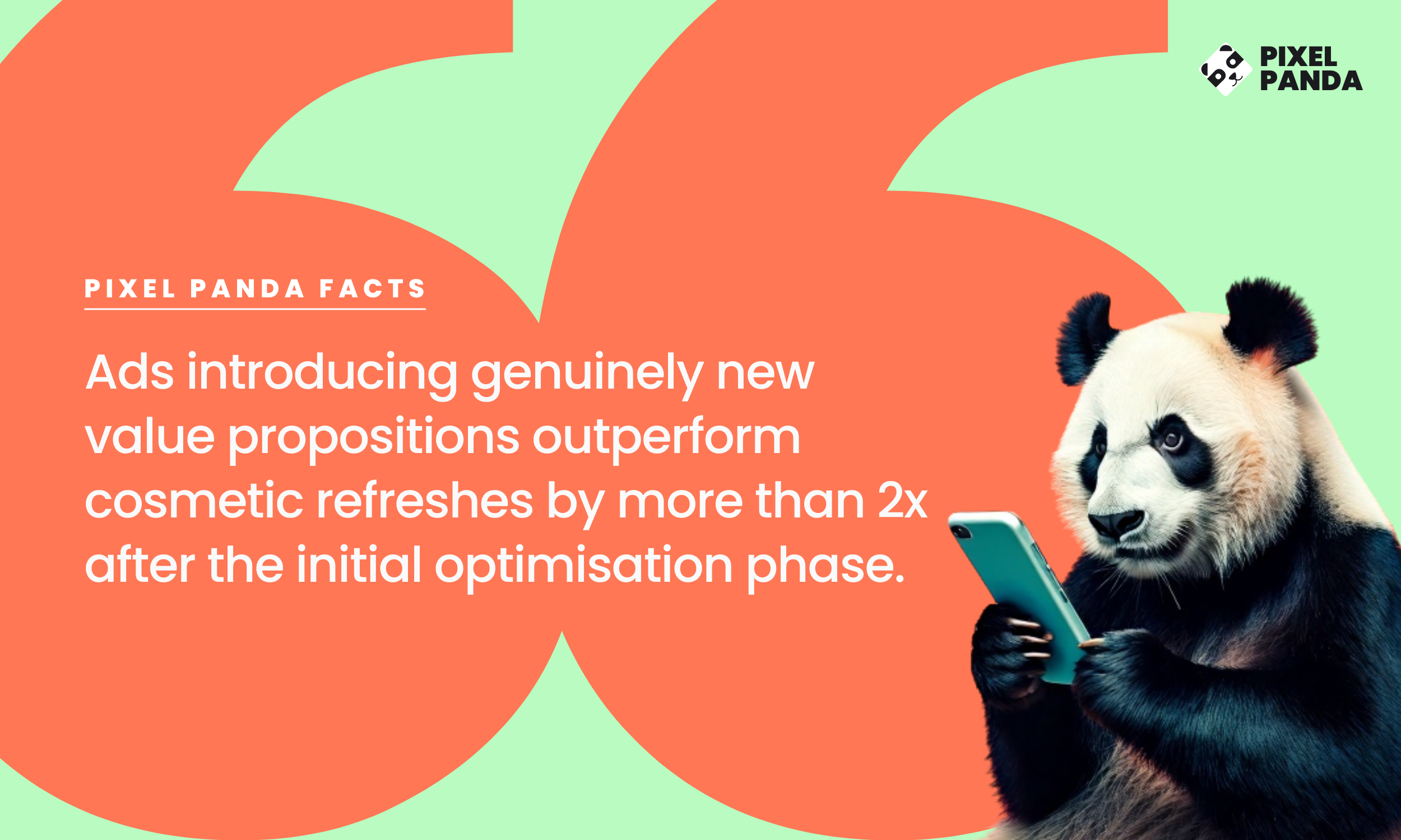 Quote image with quote about ads with a panda holding a mobile in the bottom right corner